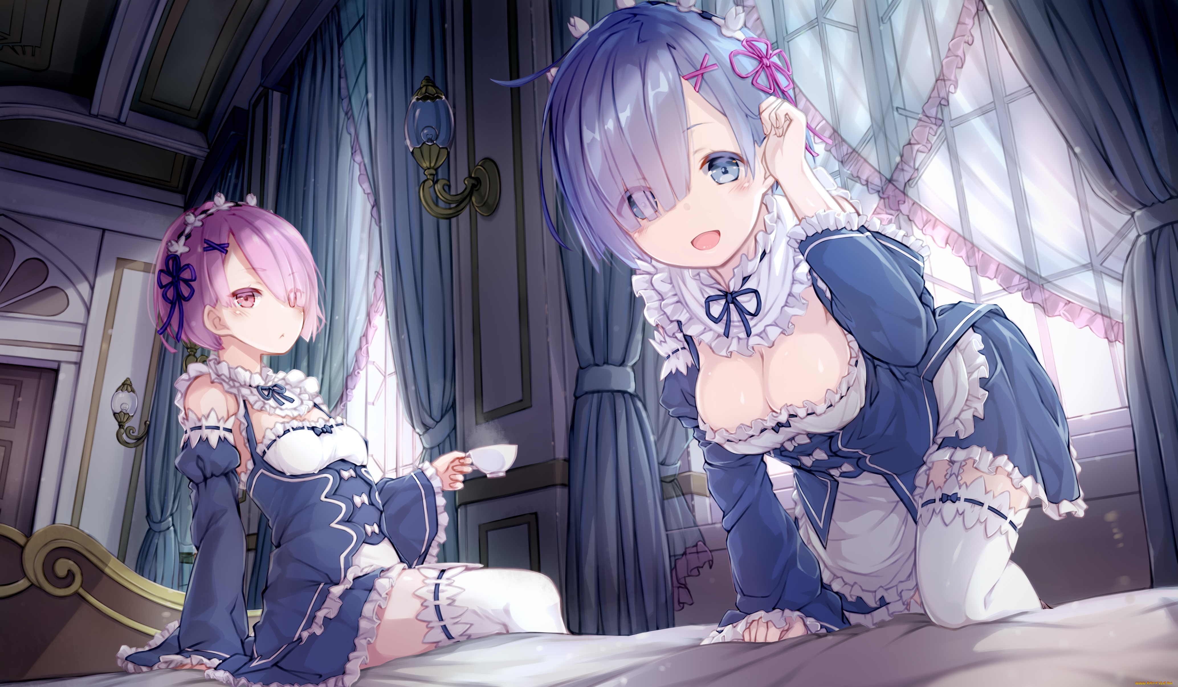 аниме, re, , zero, kara, hajimeru, isekai, seikatsu, rem, ram