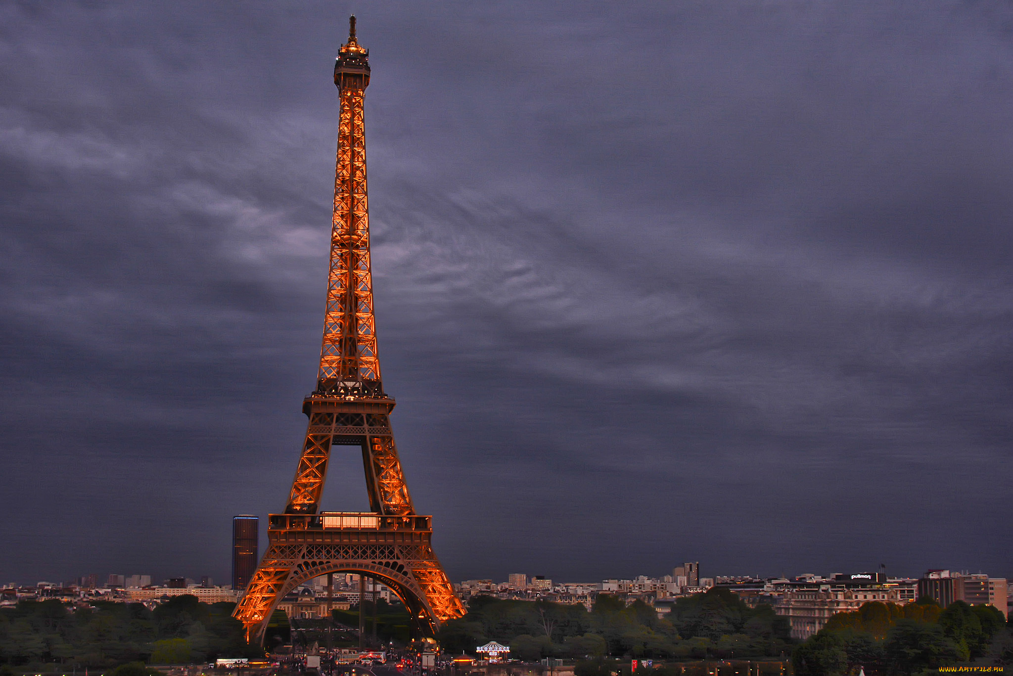 eiffel, tower, города, париж, , франция, панорама, башня