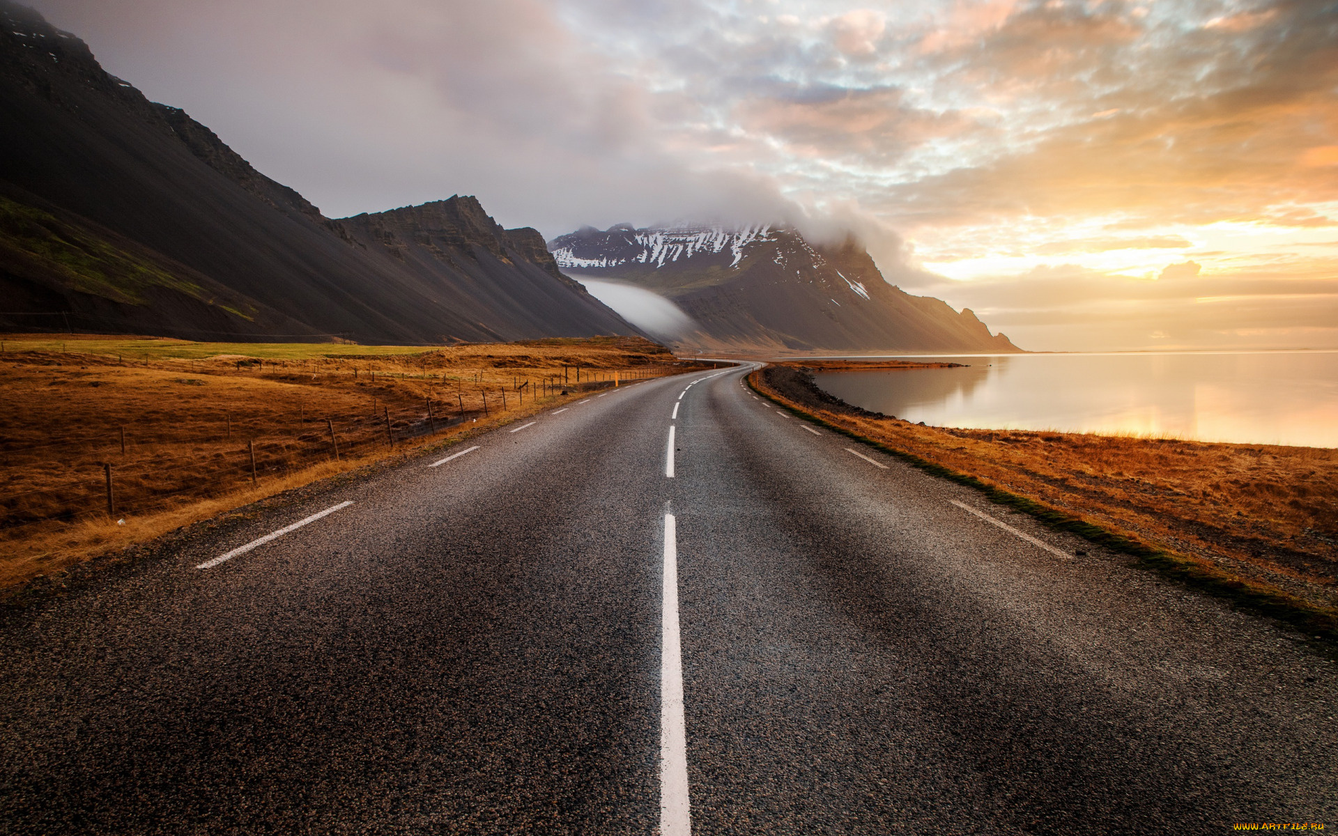 природа, дороги, исландия, море, дорога