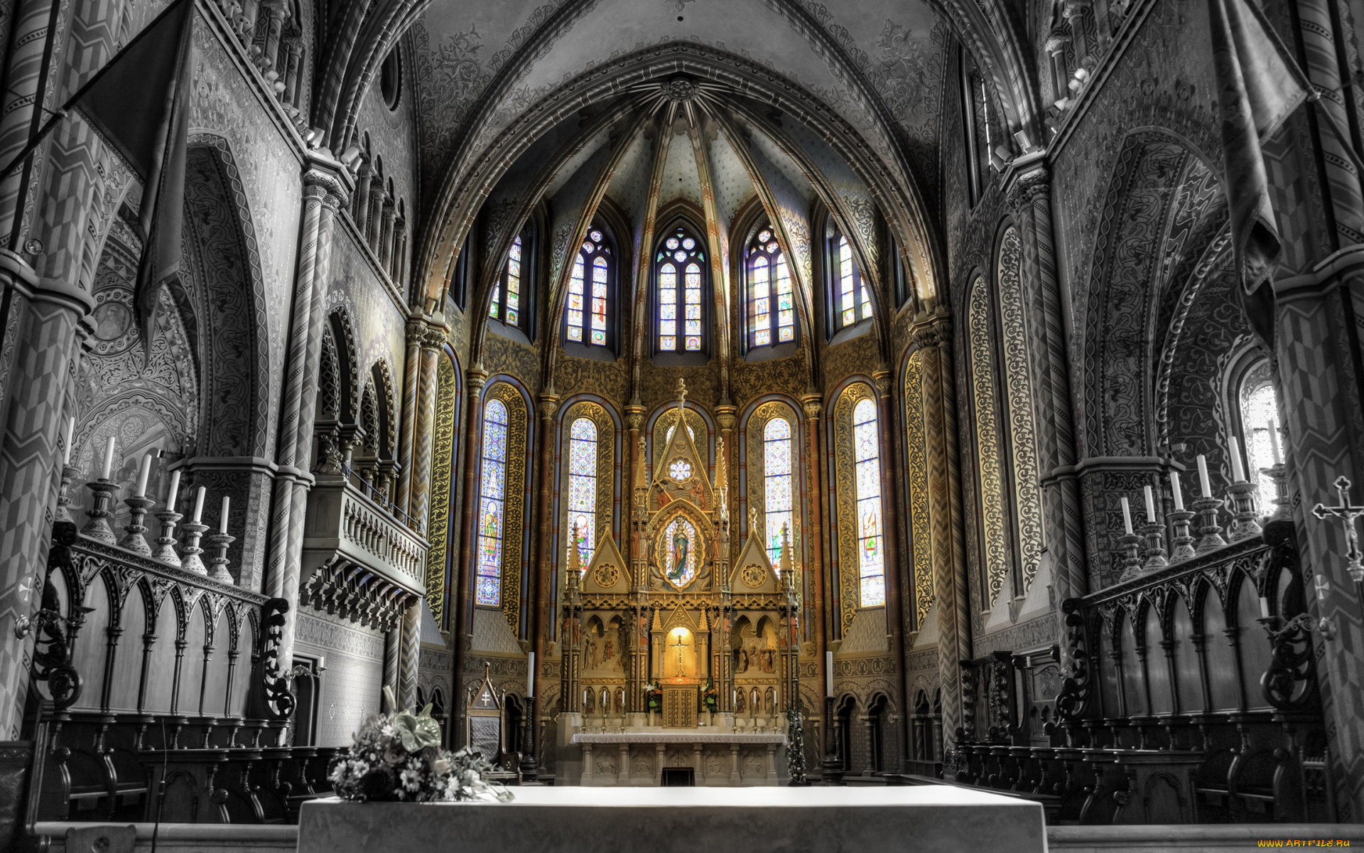 matthias, church, budapest, hungary, интерьер, убранство, , роспись, храма, matthias, church