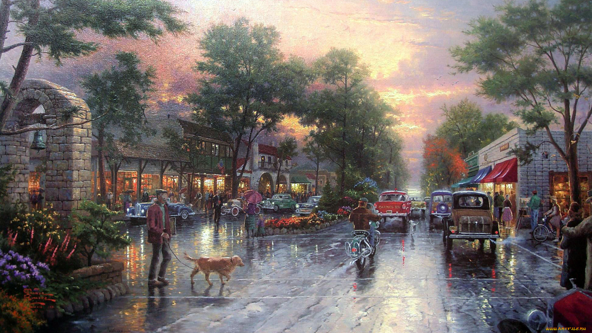 thomas, kinkade, рисованные, город