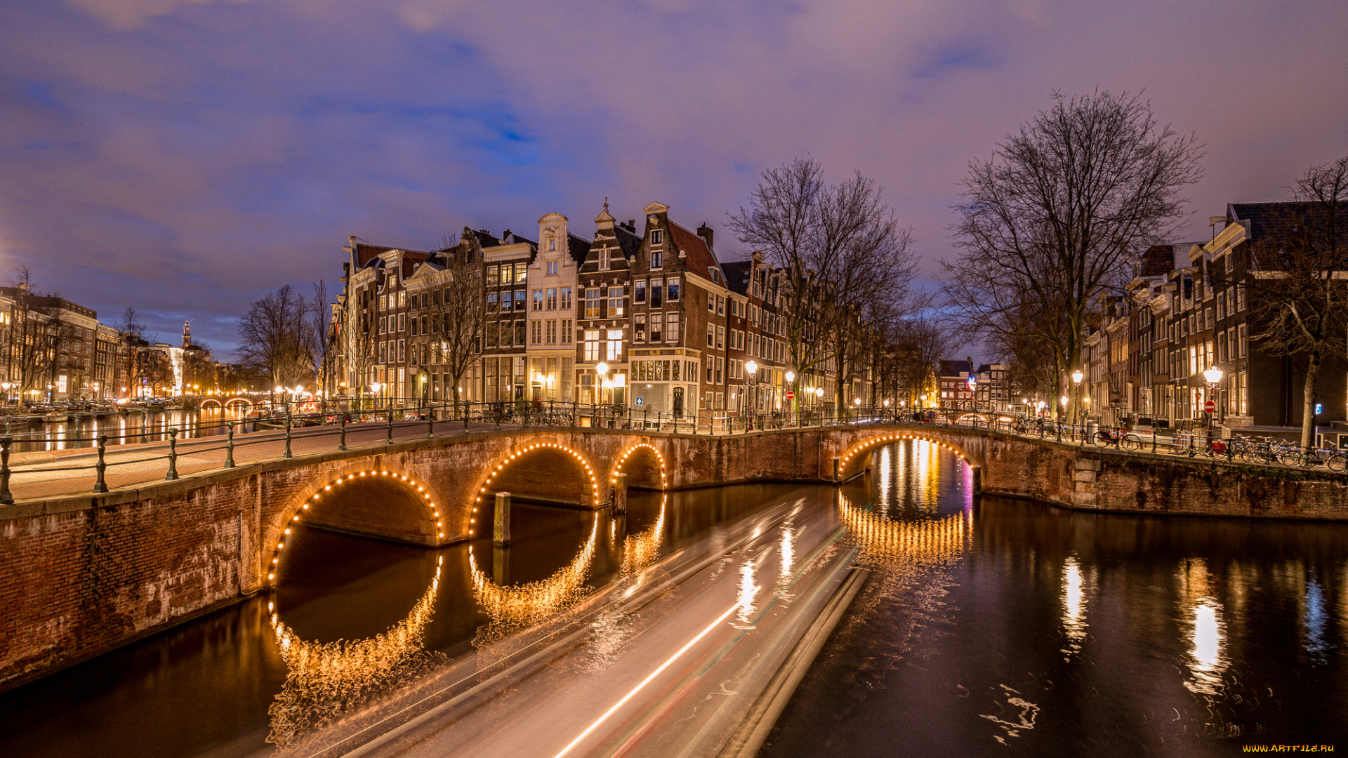 keizersgracht, , amsterdam, города, амстердам, , нидерланды, ночь, канал, мост, огни