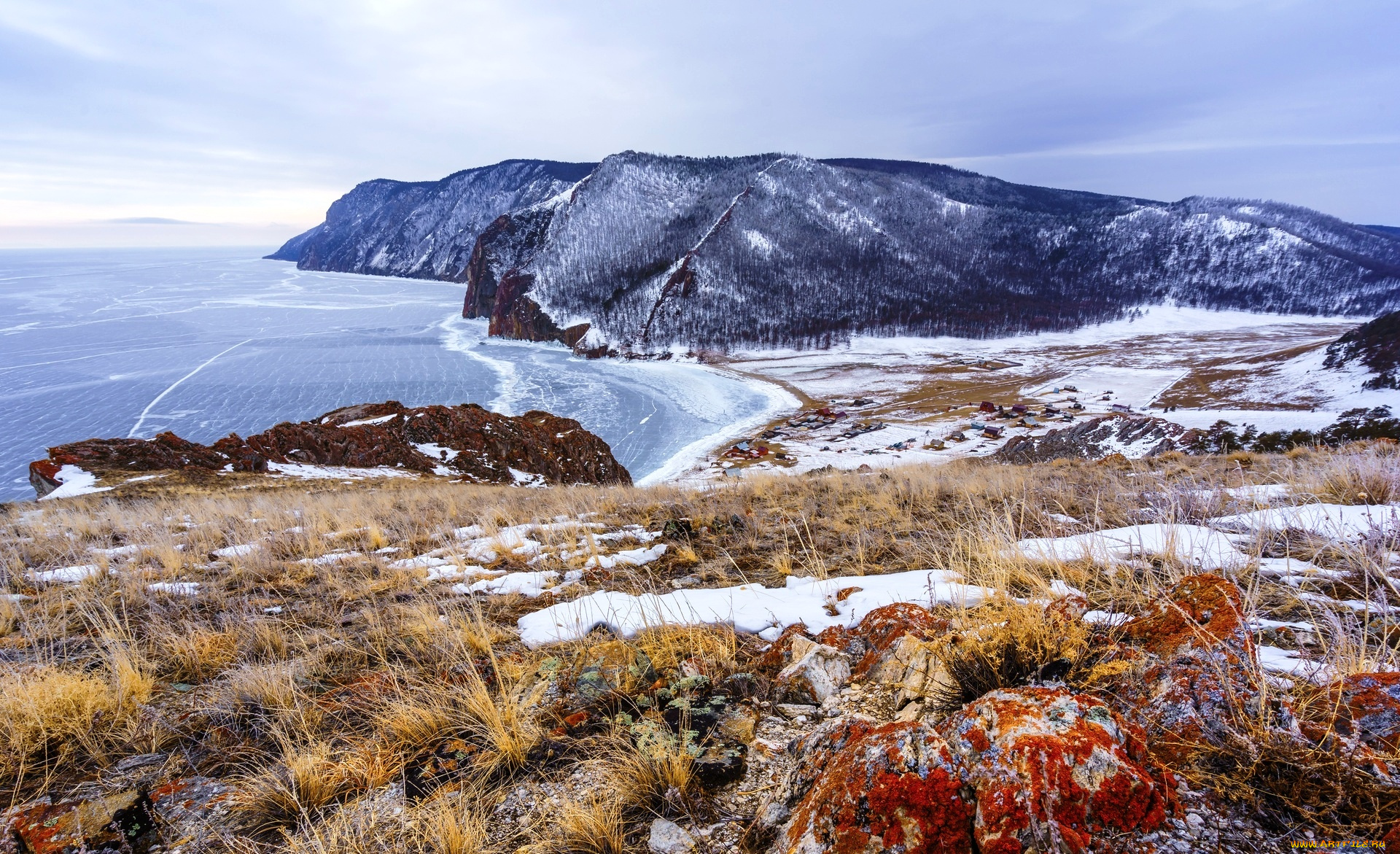природа камни море побережье скалы зима снег бесплатно