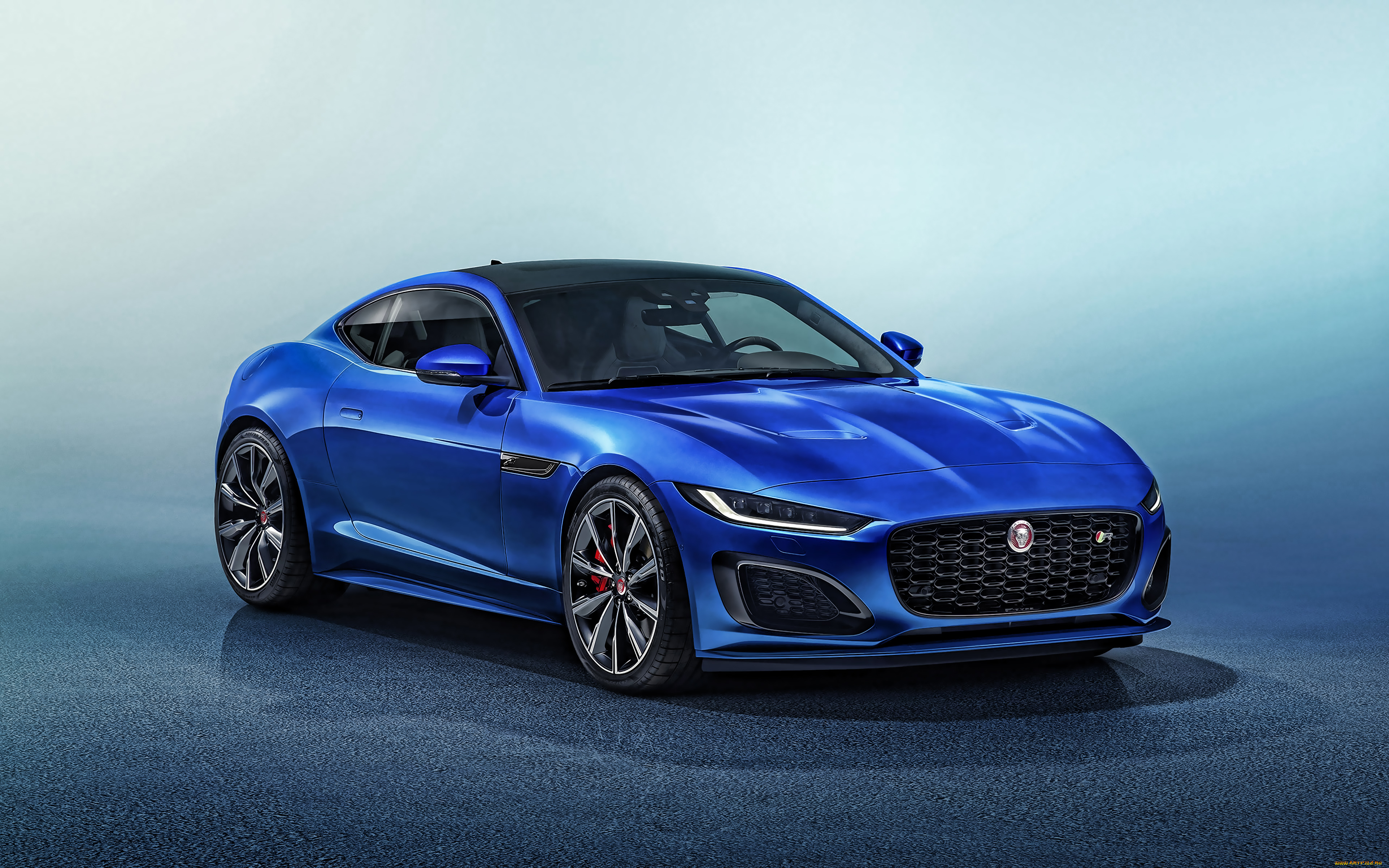 2021, jaguar, f-type, coupe, автомобили, jaguar, экстерьер, вид, спереди, f-type, coupe, британские, спортивный, купе, синий, новый