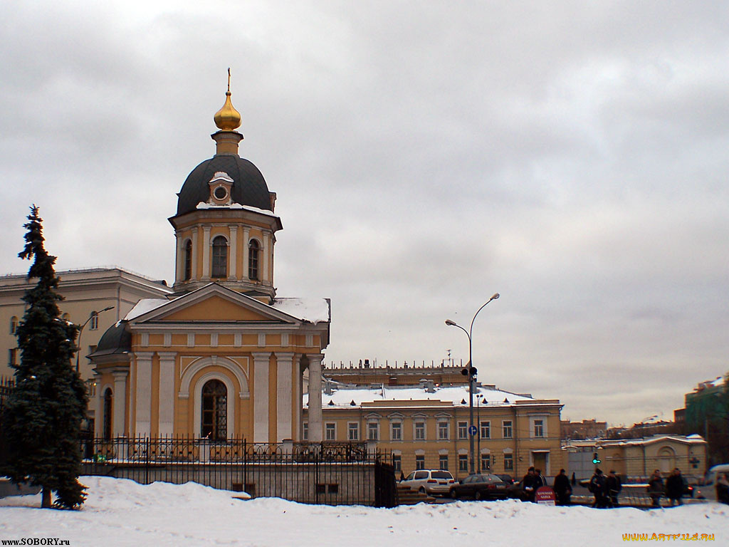 москва, Часовня, бориса, глеба, арбат, зими, города, россия