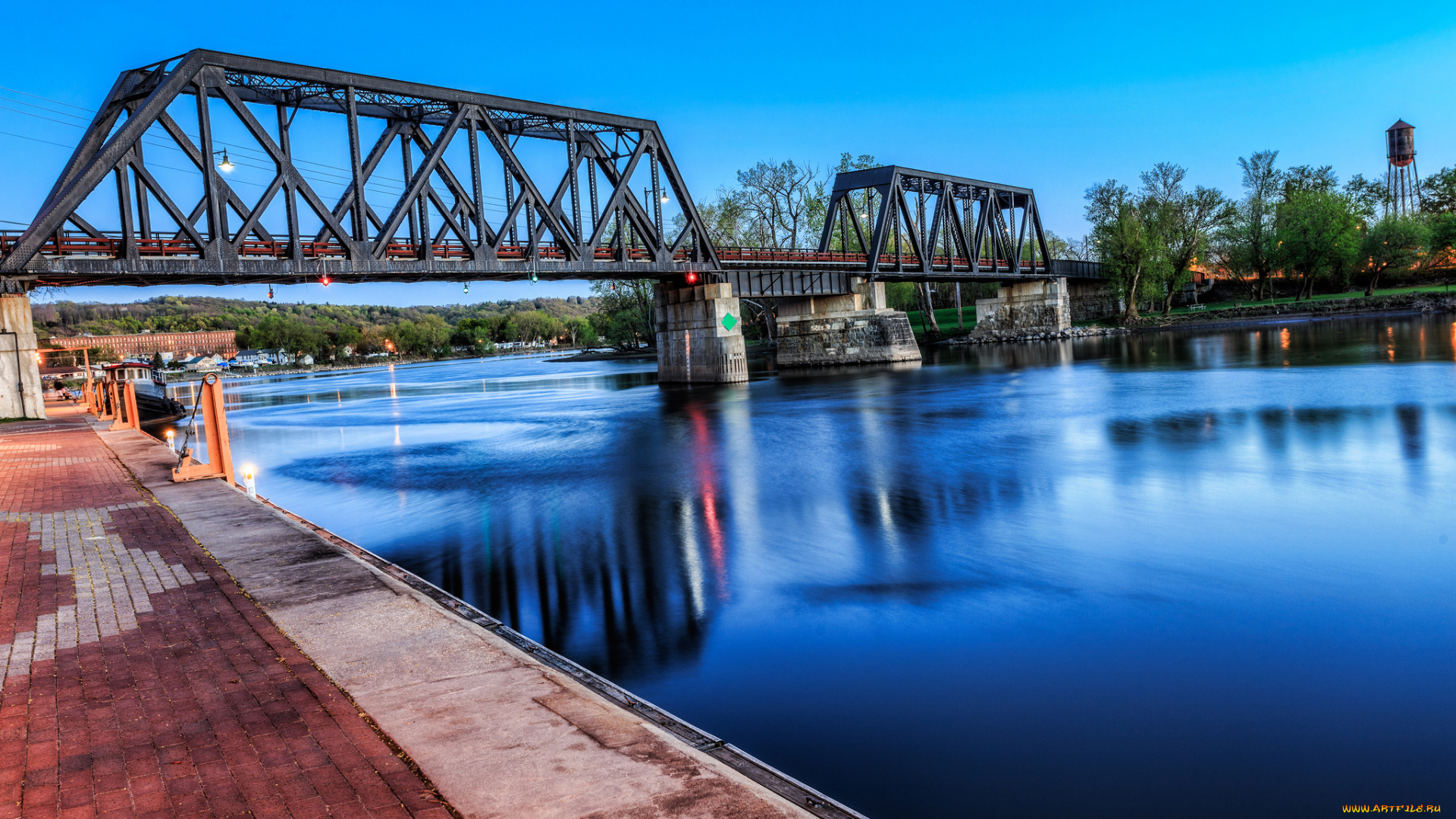 bridge, to, peebles, island, города, -, мосты, мост, набережная, река