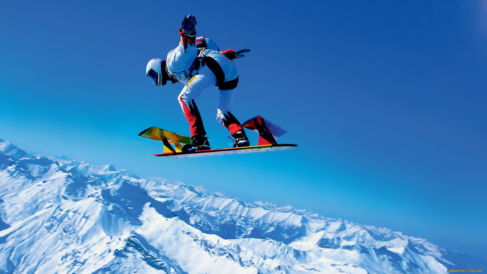 спорт, серфинг, зима, снег, горы, скайсерфинг, спортсмен, небо