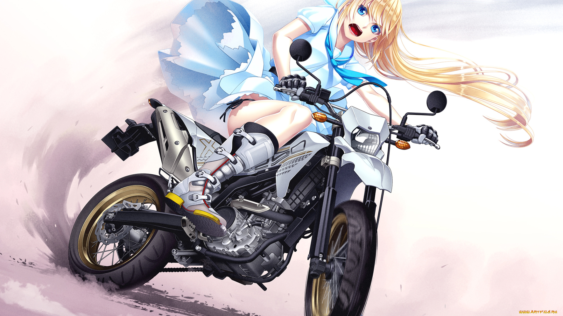 аниме, оружие, , техника, , технологии, девушка, мотоцикл