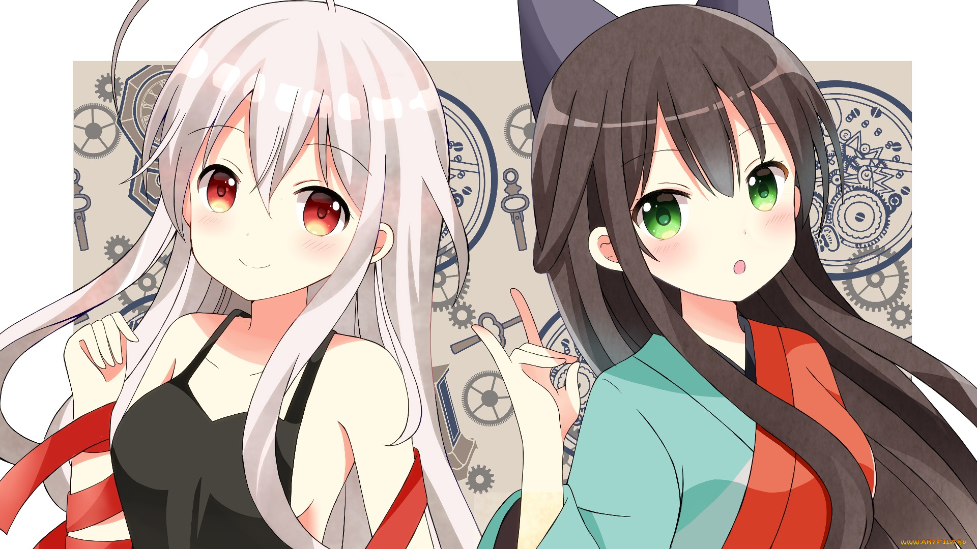 аниме, urara, meirochou, фон, взгляд, девушки