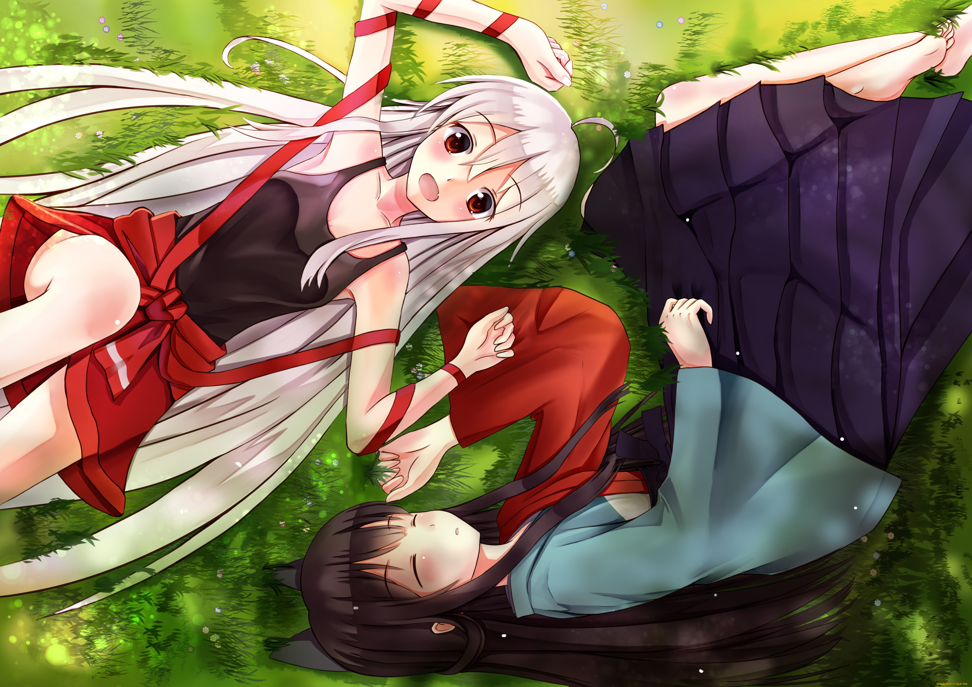 аниме, urara, meirochou, девушки, фон, взгляд