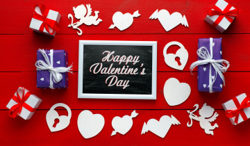 Картинка праздничные день+святого+валентина +сердечки +любовь подарки надпись сердечки пожелание