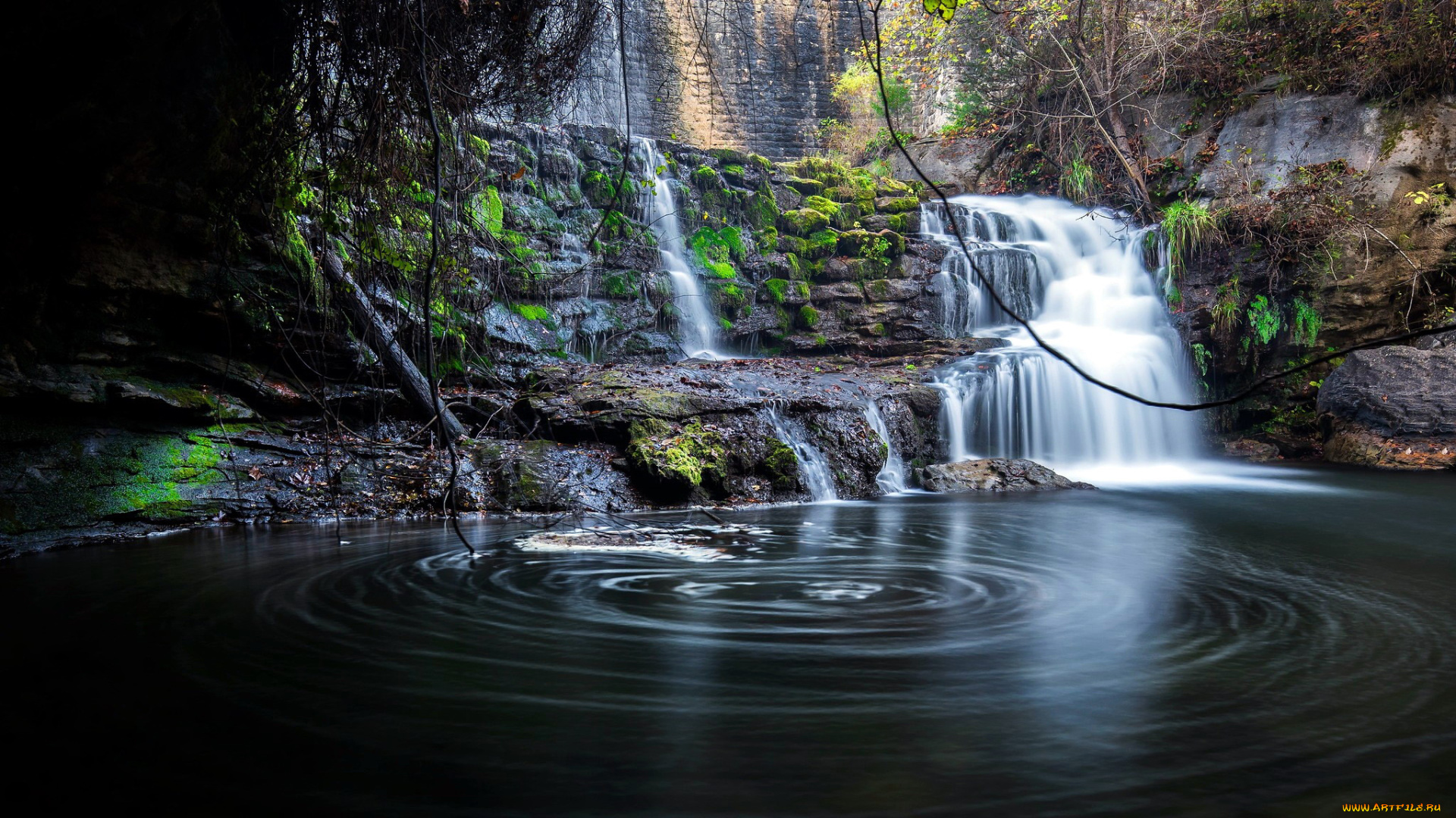 природа, водопады, водопад, вода, поток