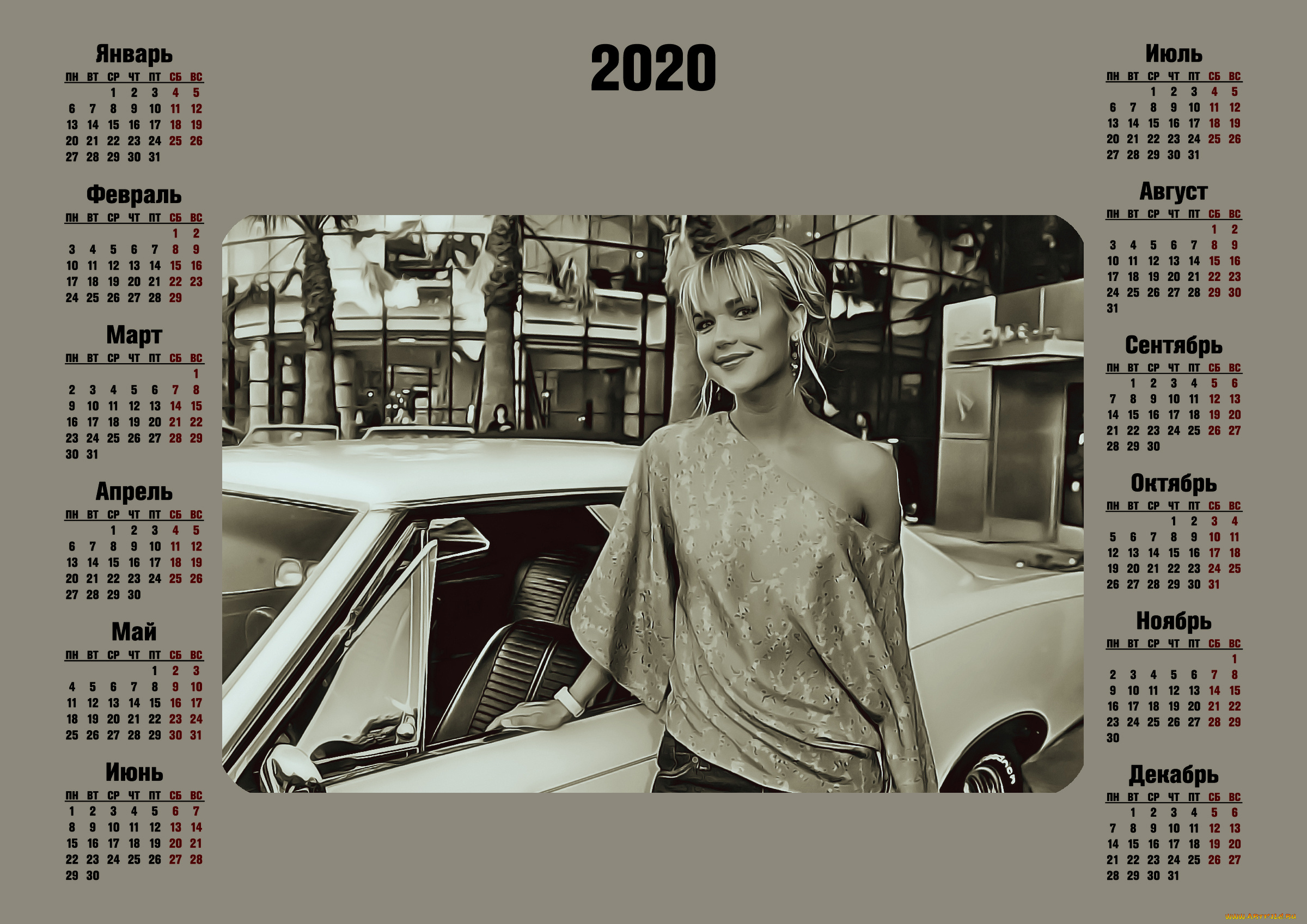 календари, компьютерный, дизайн, машина, женщина, автомобиль, девушка, calendar, 2020