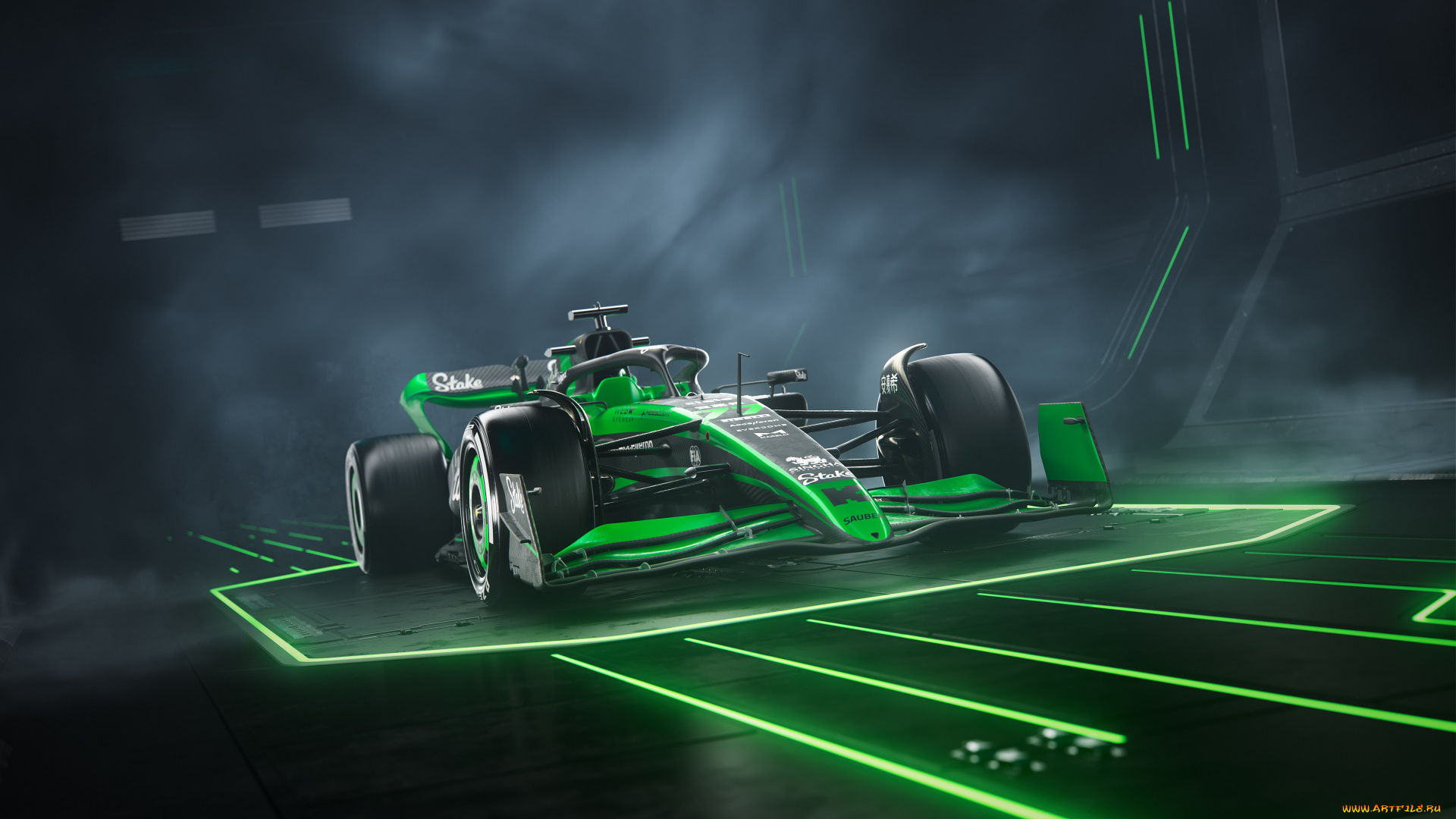 спорт, формула, 1, формула, 1, карбон, formula, болид, sauber, race, car, bolide, green, light, монокок, гоночный, автомобиль, 2024, c44, black, and, monocoque, carbon, fiber, чёрно, зелёный