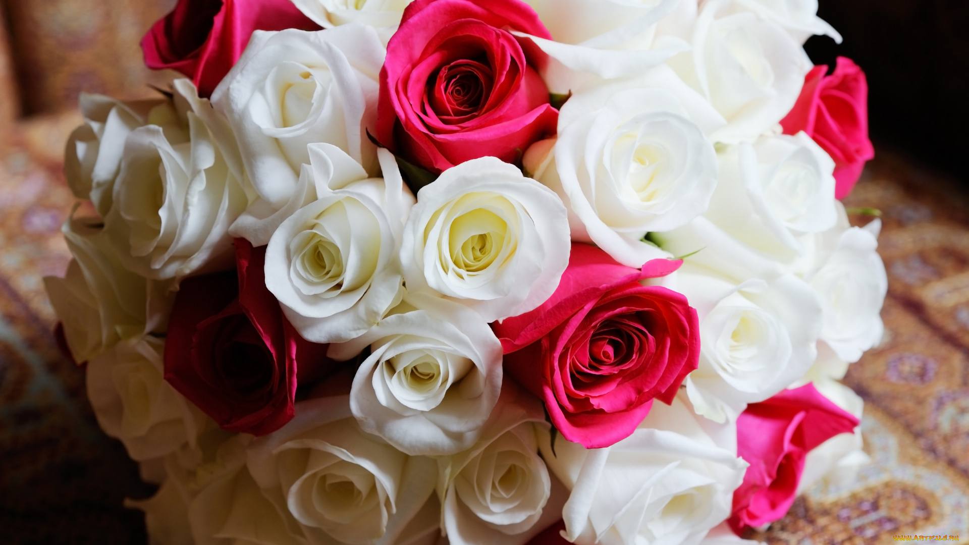 цветы, розы, белые, розовые, букет