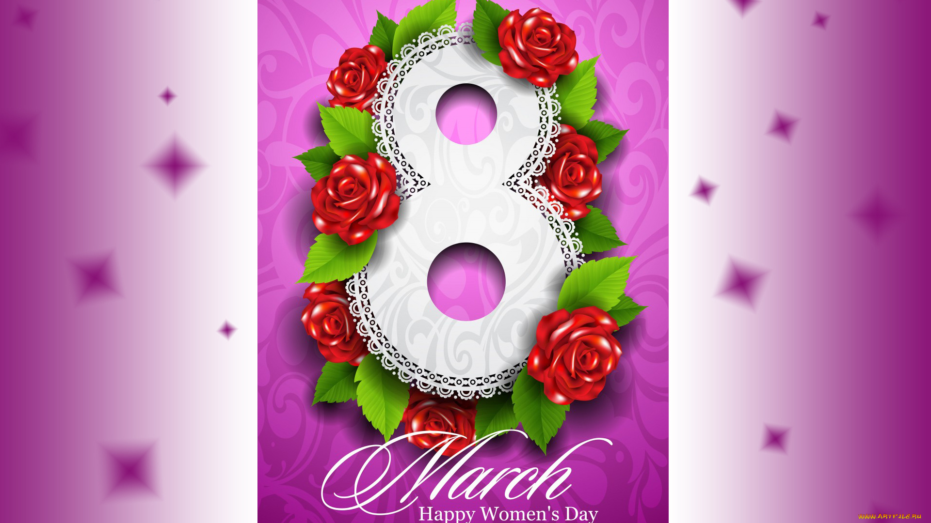 праздничные, международный, женский, день, -, 8, марта, цифра, цветы