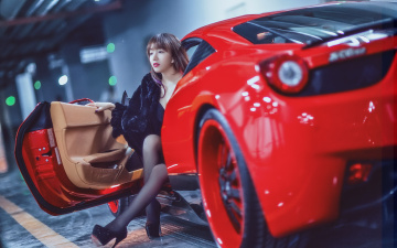 Картинка автомобили -авто+с+девушками азиатка автомобиль фон взгляд девушка