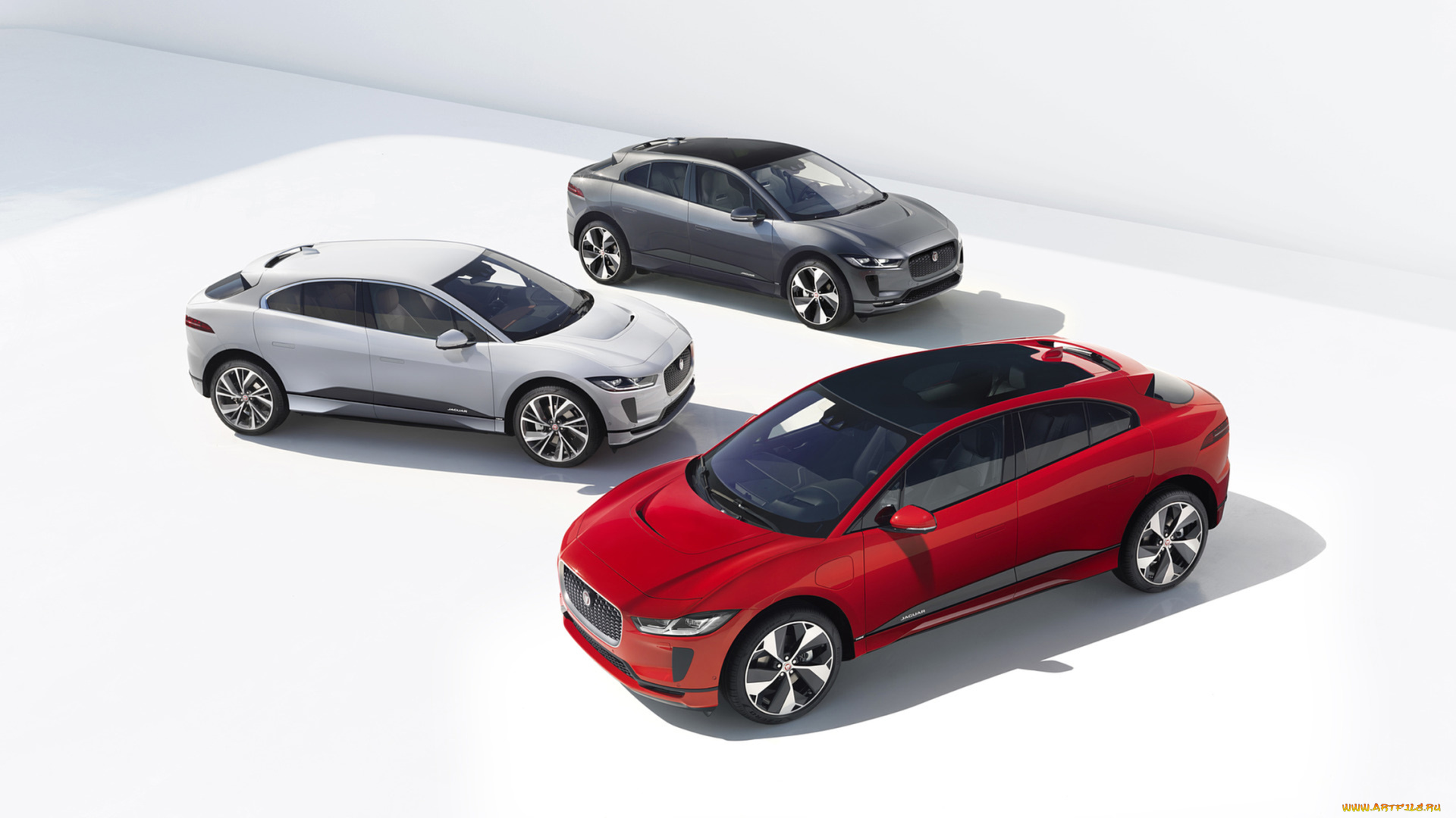 jaguar, i-pace, 2019, автомобили, jaguar, i-pace, 2019, cars, красный, белый, серый