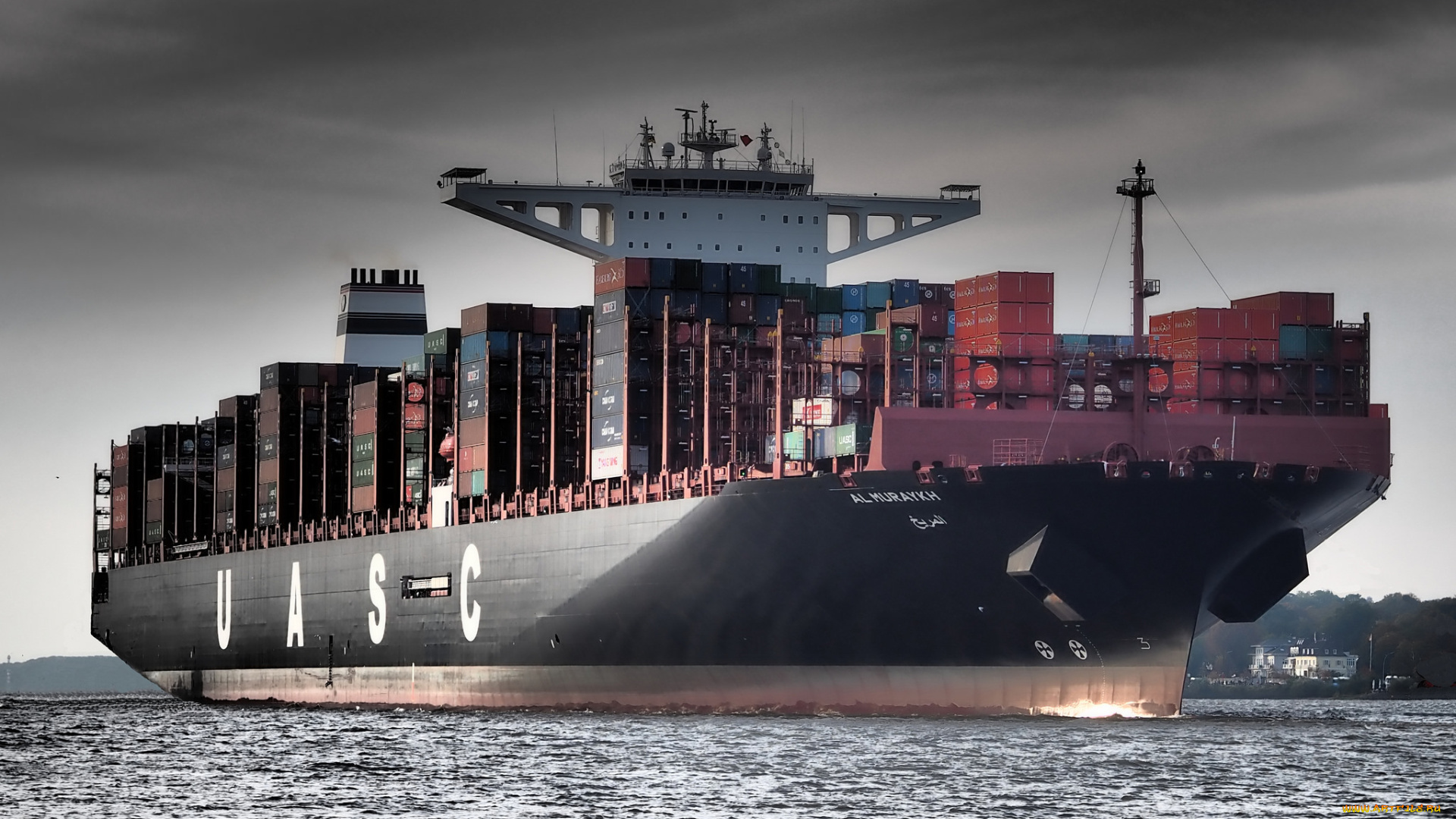 корабли, грузовые, суда, контейнеровоз