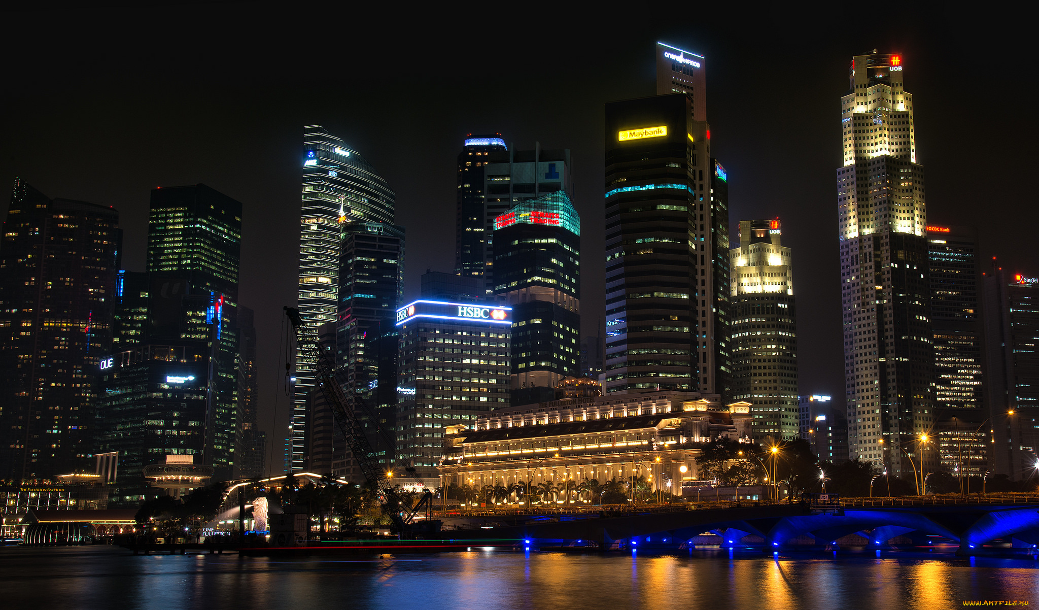 singapore, города, сингапур, , сингапур, огни, ночь