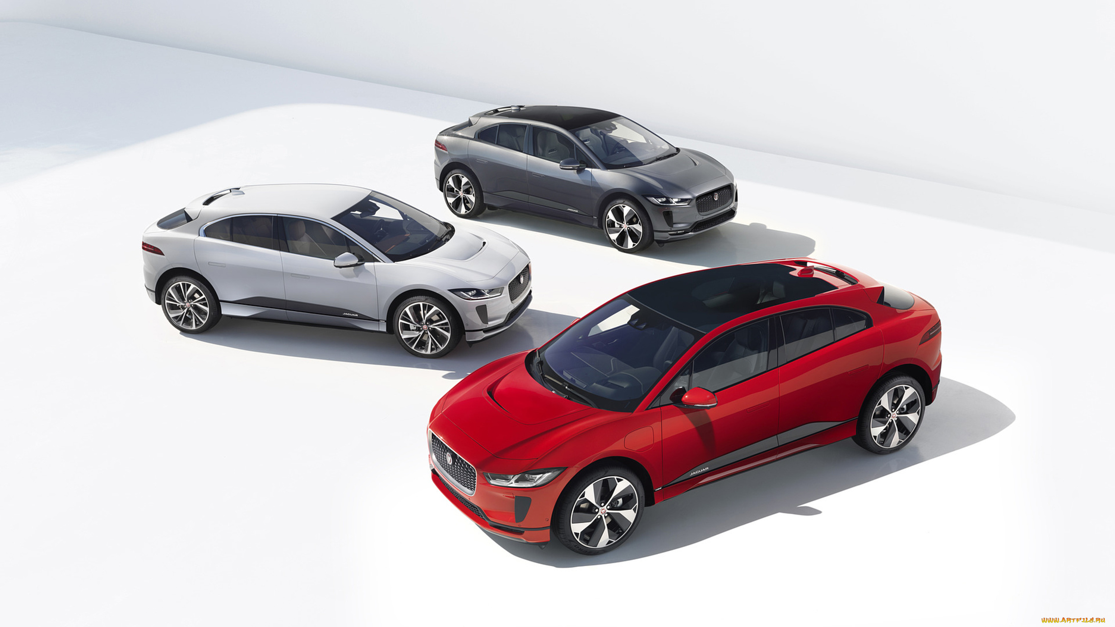 jaguar, i-pace, 2019, автомобили, jaguar, i-pace, 2019, cars, красный, белый, серый