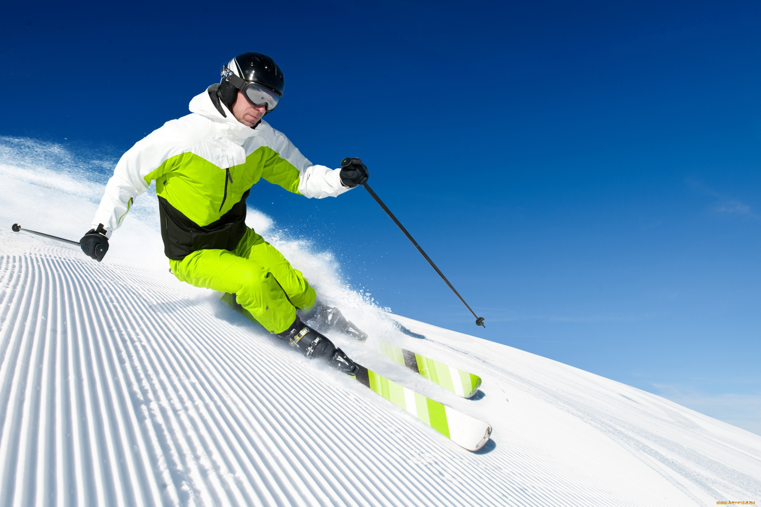 спорт, лыжный, спорт, лыжник, снег, горы