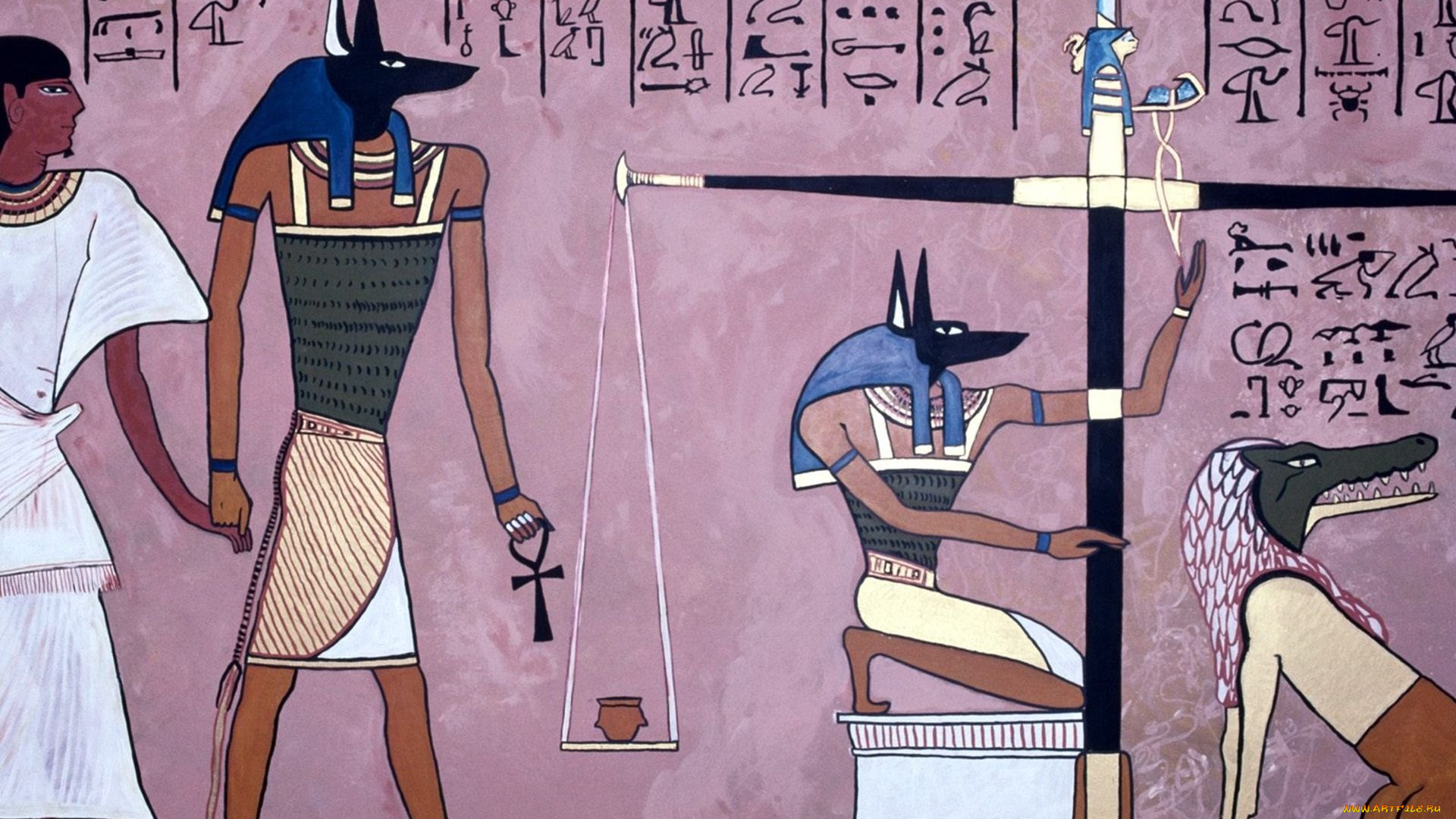 рисованное, религия, египет, боги, фараон