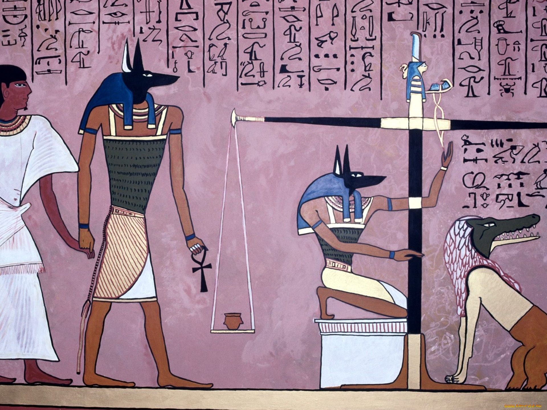 рисованное, религия, египет, боги, фараон