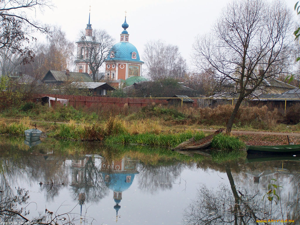 переславль, вид, реки, трубеж, на, церковь, покрова, пресвятой, богородицы, города, православные, церкви, монастыри