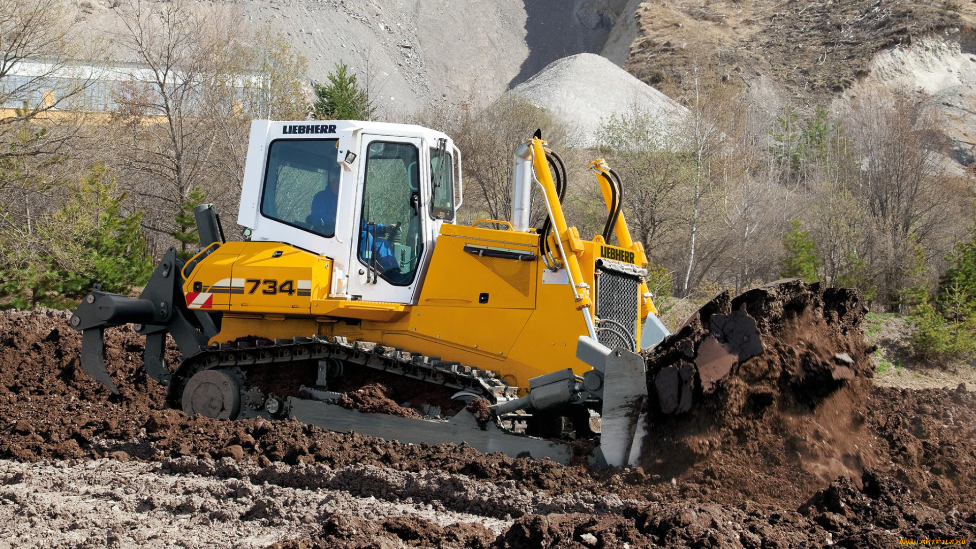 liebherr, pr, 734, bulldozer, техника, бульдозеры, на, гусенецах, бульдозер, гусеницы, ковш