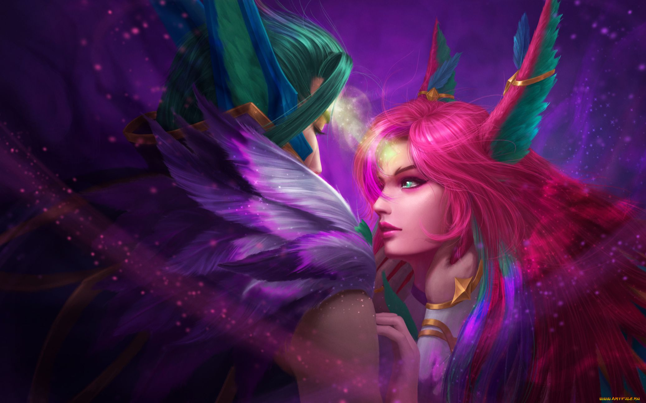 видео, игры, league, of, legends, rakan, xayah, пара