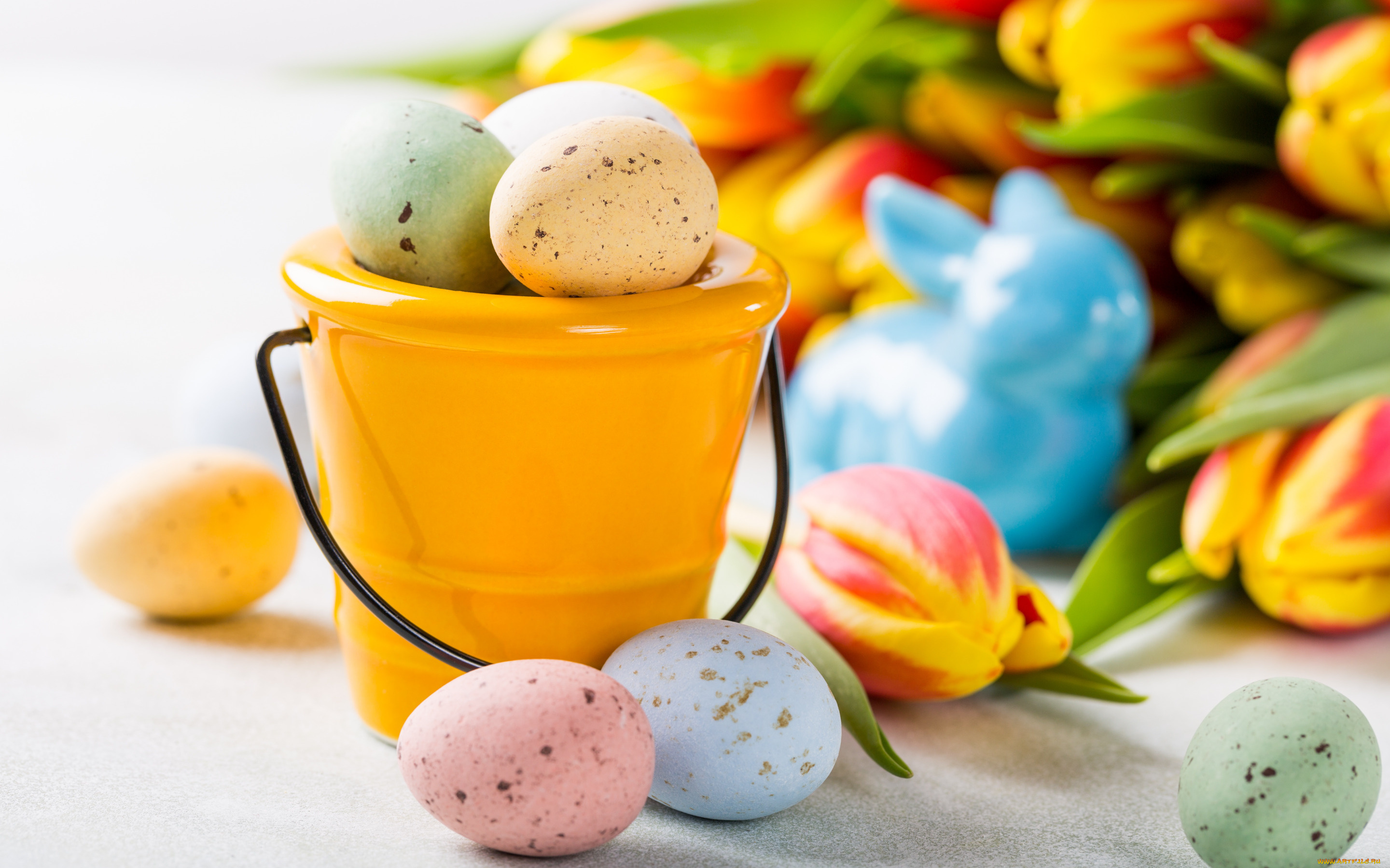 праздничные, пасха, цветы, colorful, тюльпаны, happy, flowers, tulips, easter, eggs, крашеные, яйца