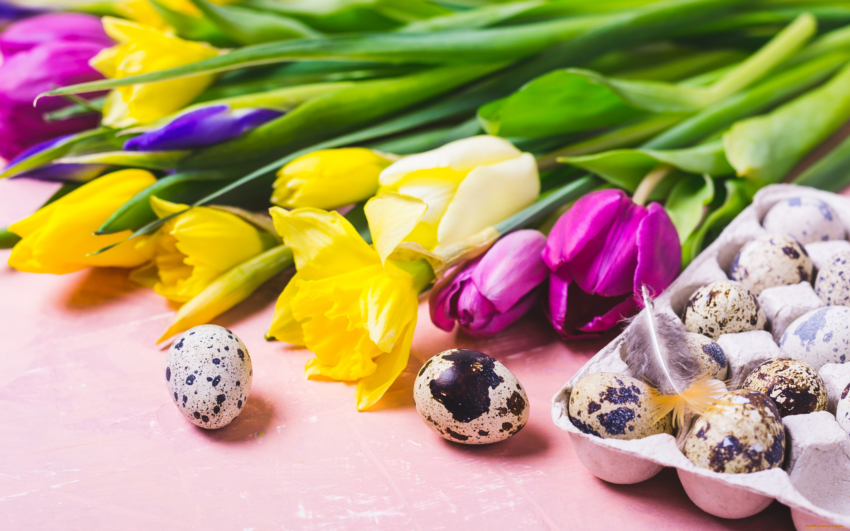праздничные, пасха, цветы, яйца, colorful, тюльпаны, happy, flowers, tulips, easter, eggs