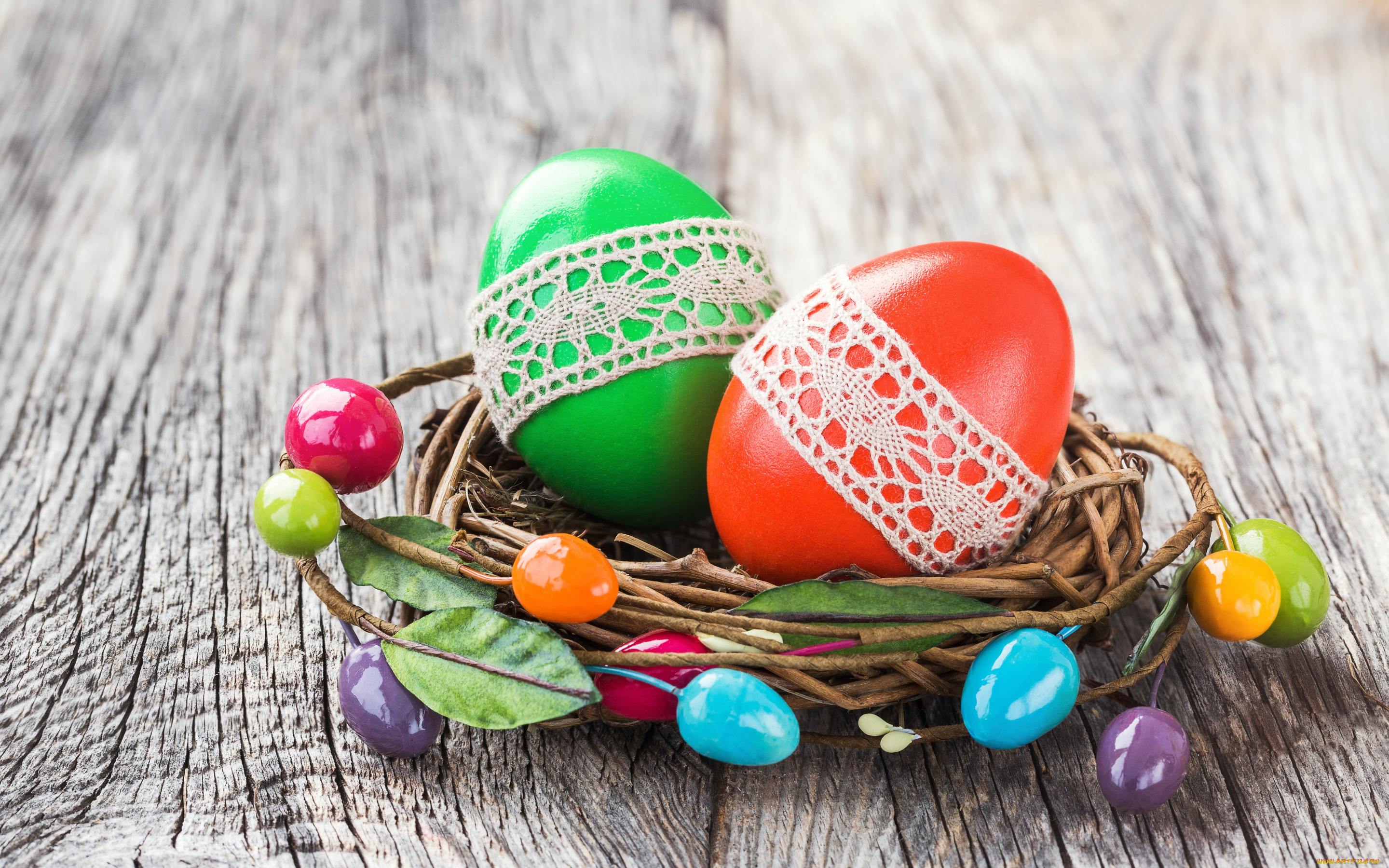 праздничные, пасха, яйца, colorful, happy, wood, easter, eggs, decoration
