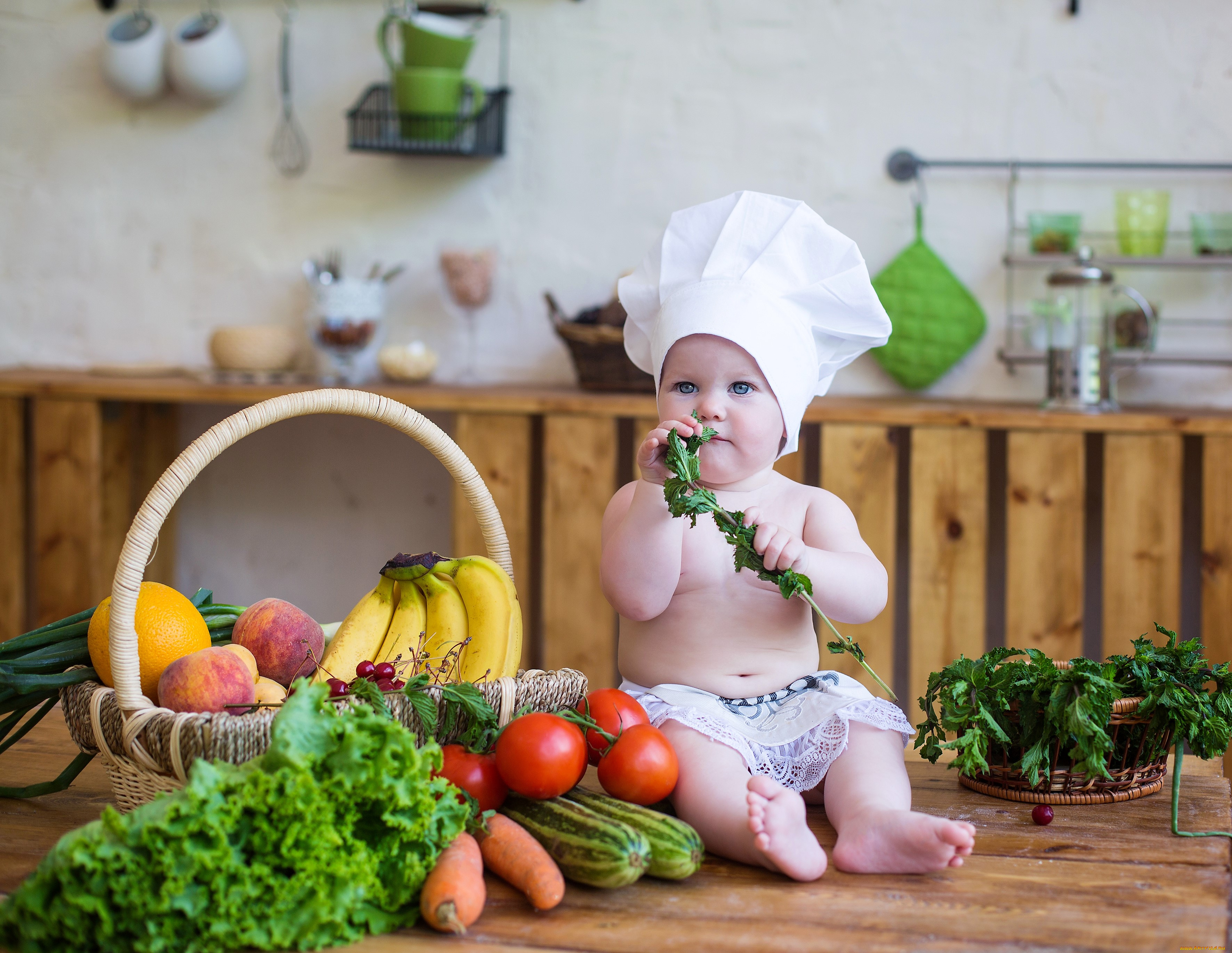 разное, дети, ребенок, колпак, продукты, стол