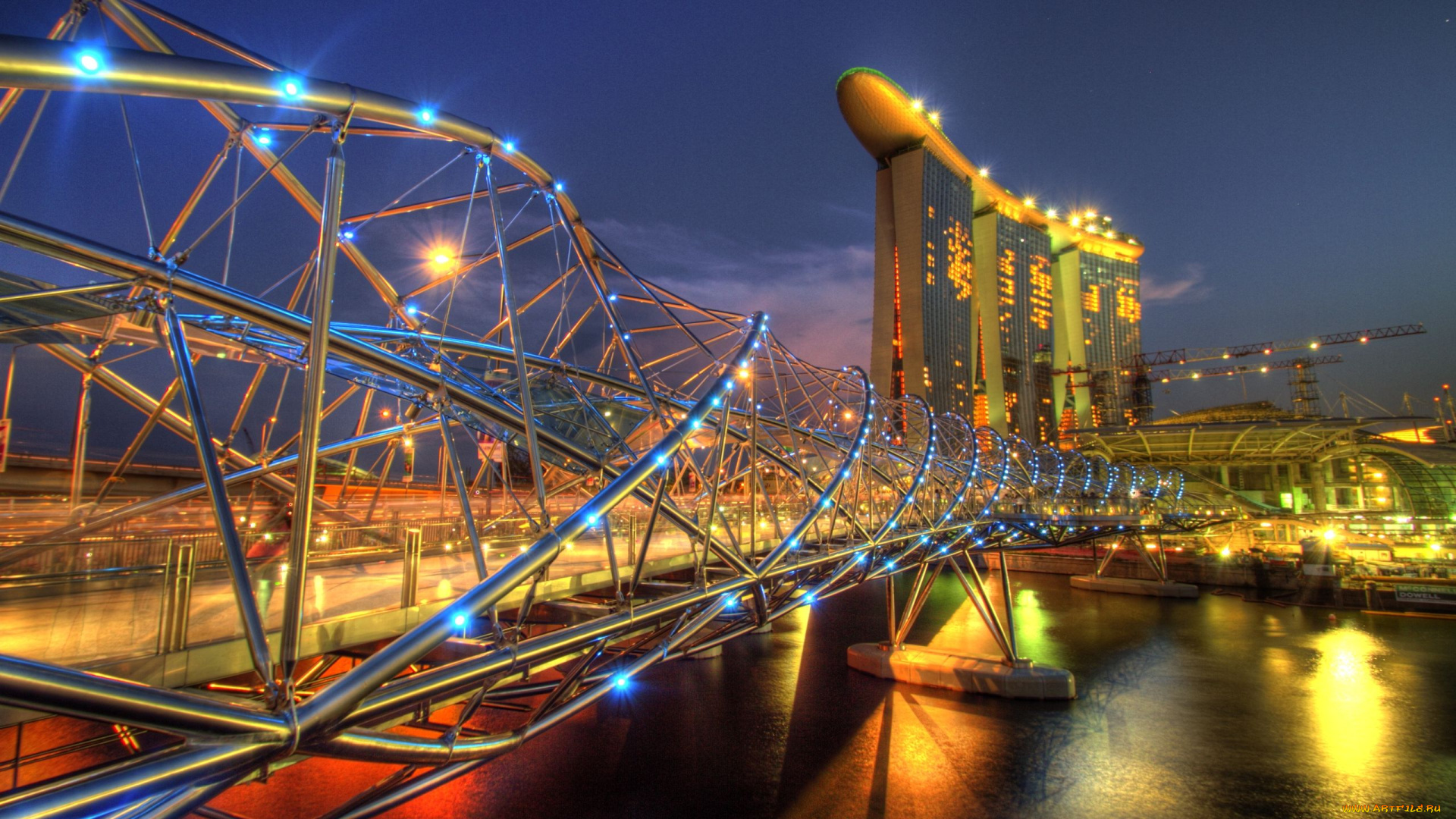 the, helix, bridge, singapore, города, сингапур