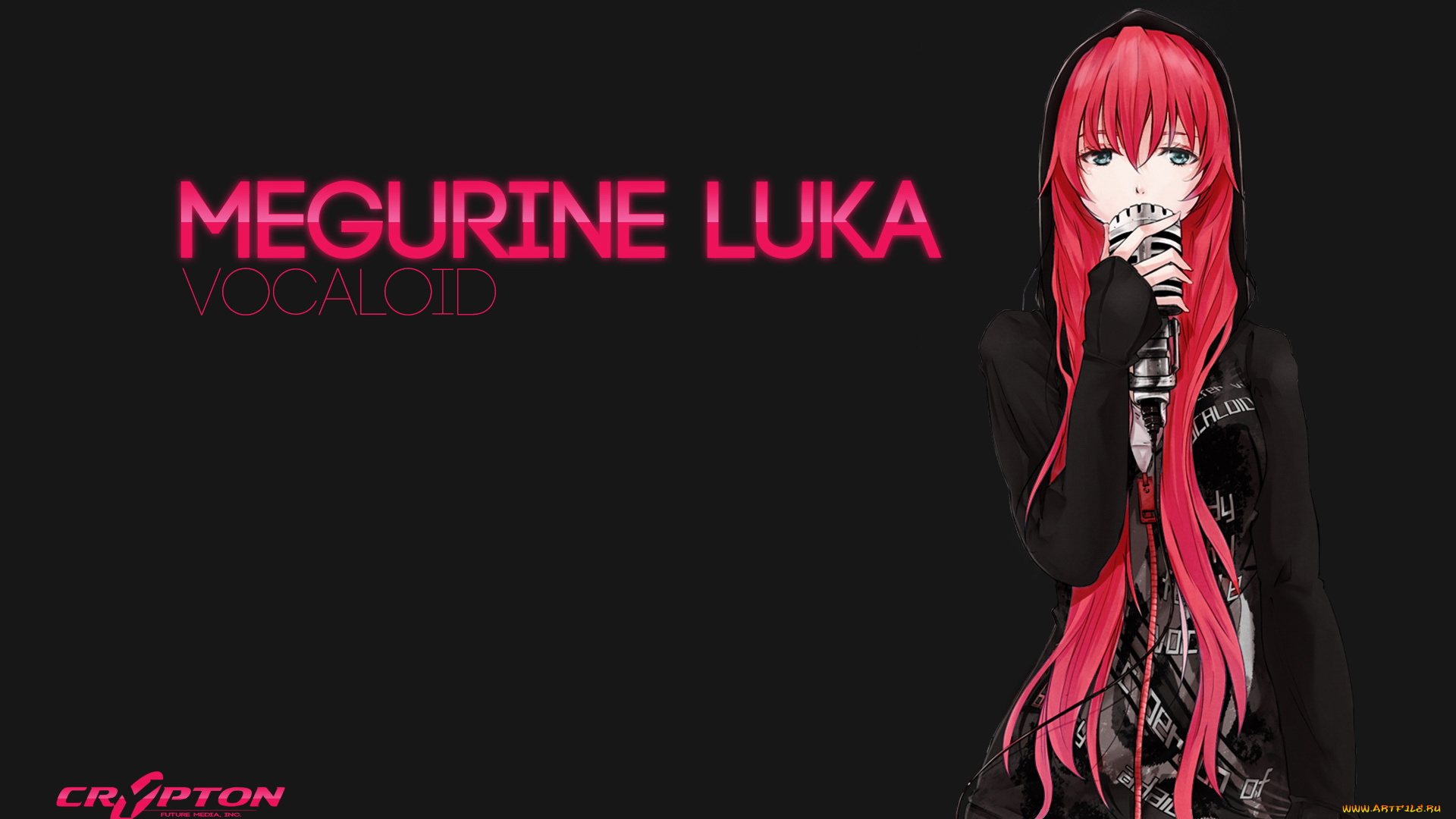 аниме, vocaloid, megurine, luka, девушка, микрофон