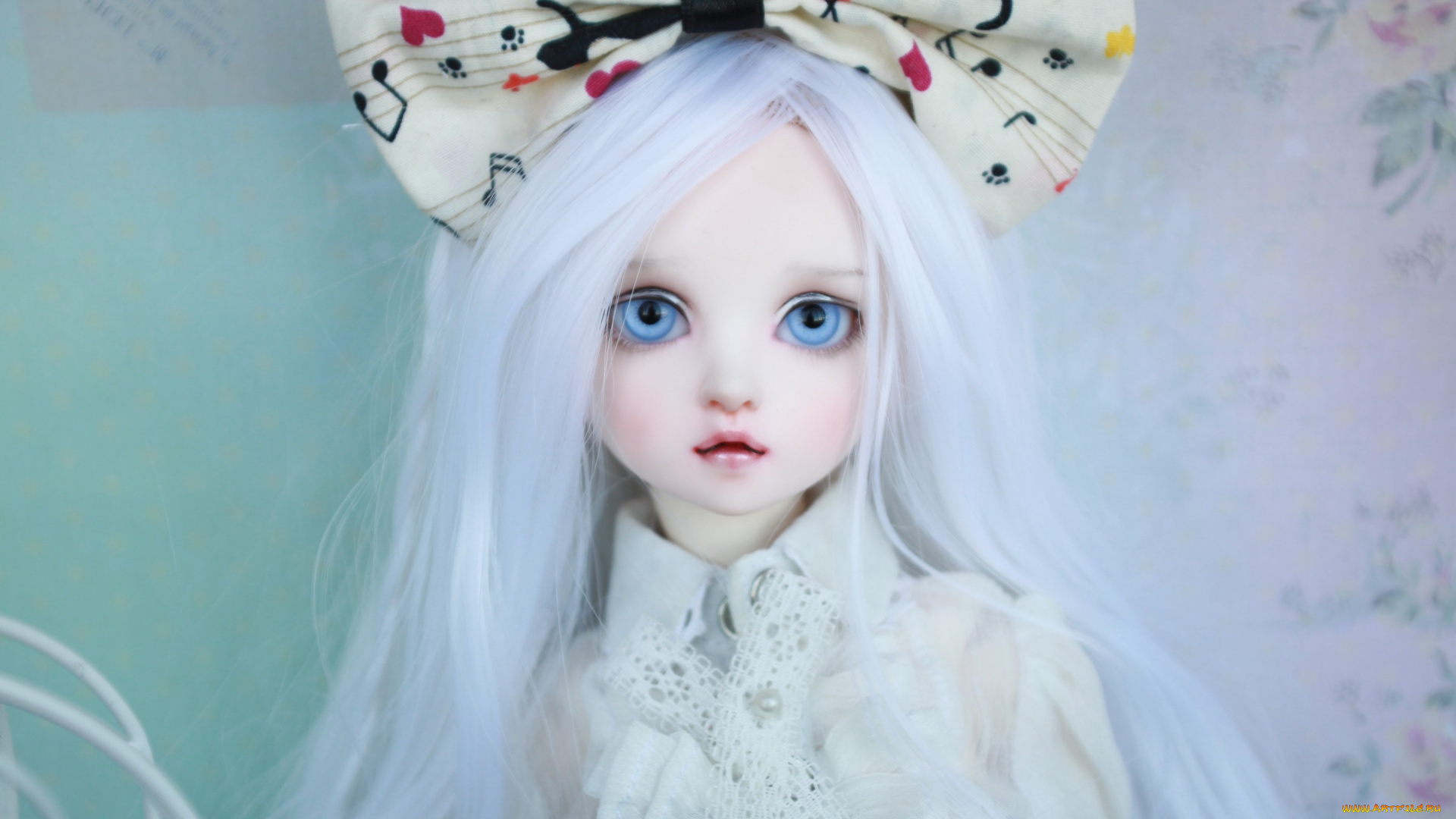 разное, игрушки, кукла, bjd, doll, голубые, глаза, бант, длинные, волосы, белые