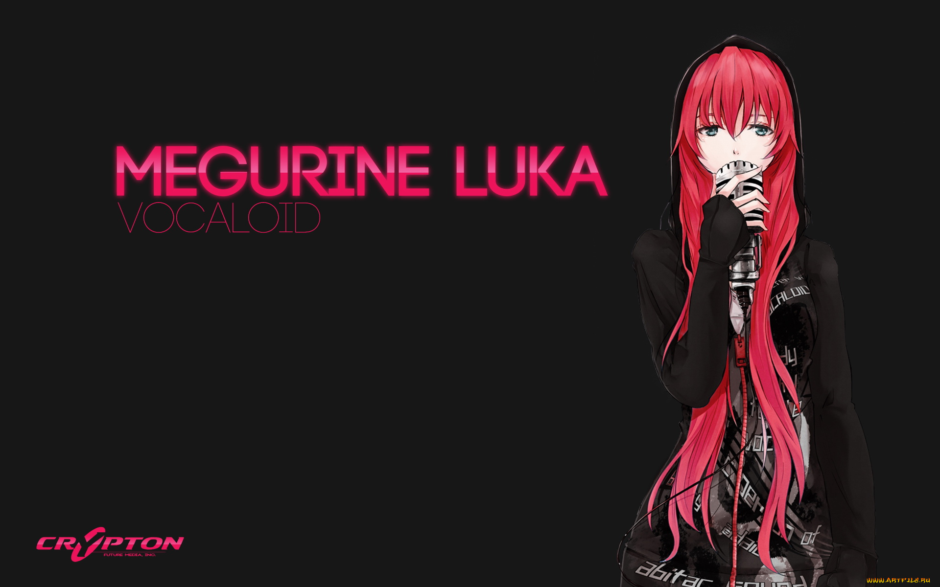 аниме, vocaloid, megurine, luka, девушка, микрофон