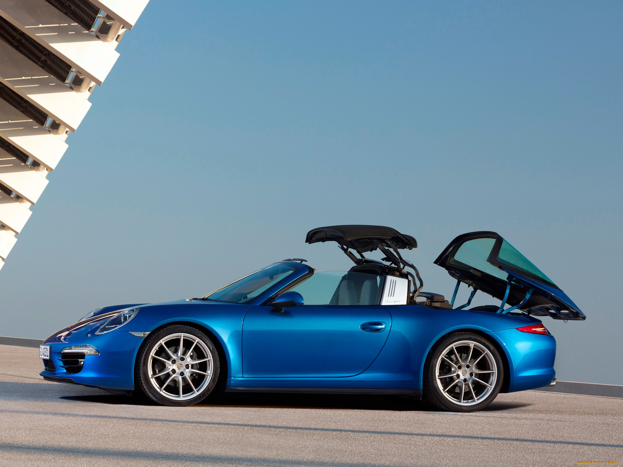 автомобили, porsche, 911, targa, 4, 991, 2014г, синий