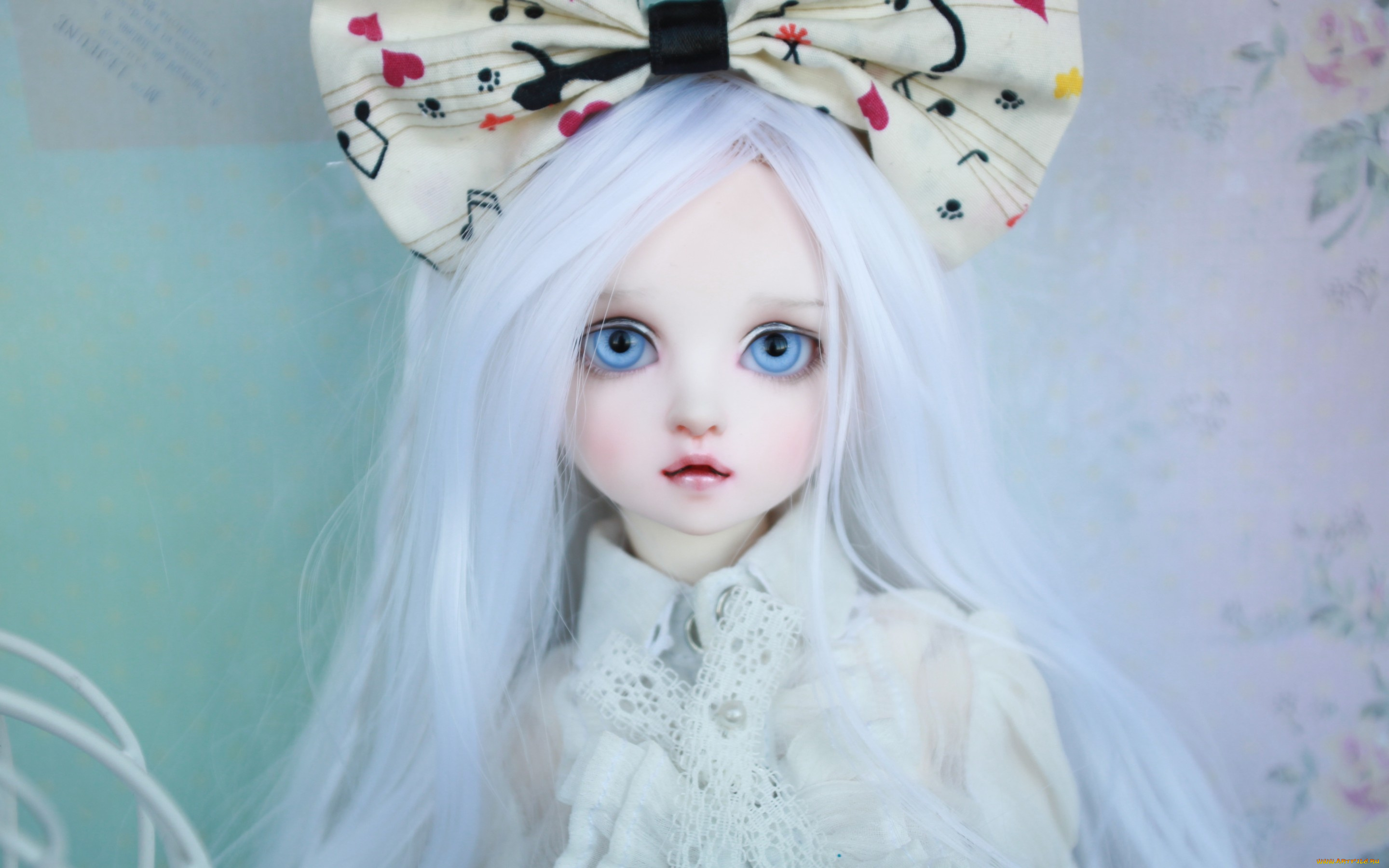 разное, игрушки, кукла, bjd, doll, голубые, глаза, бант, длинные, волосы, белые