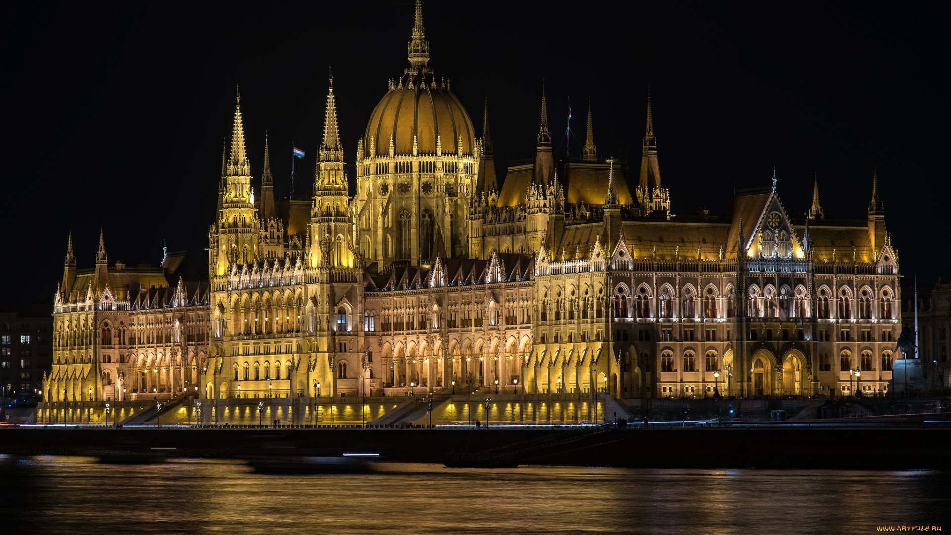 budapest, города, будапешт, , венгрия, ночь, река, дворец