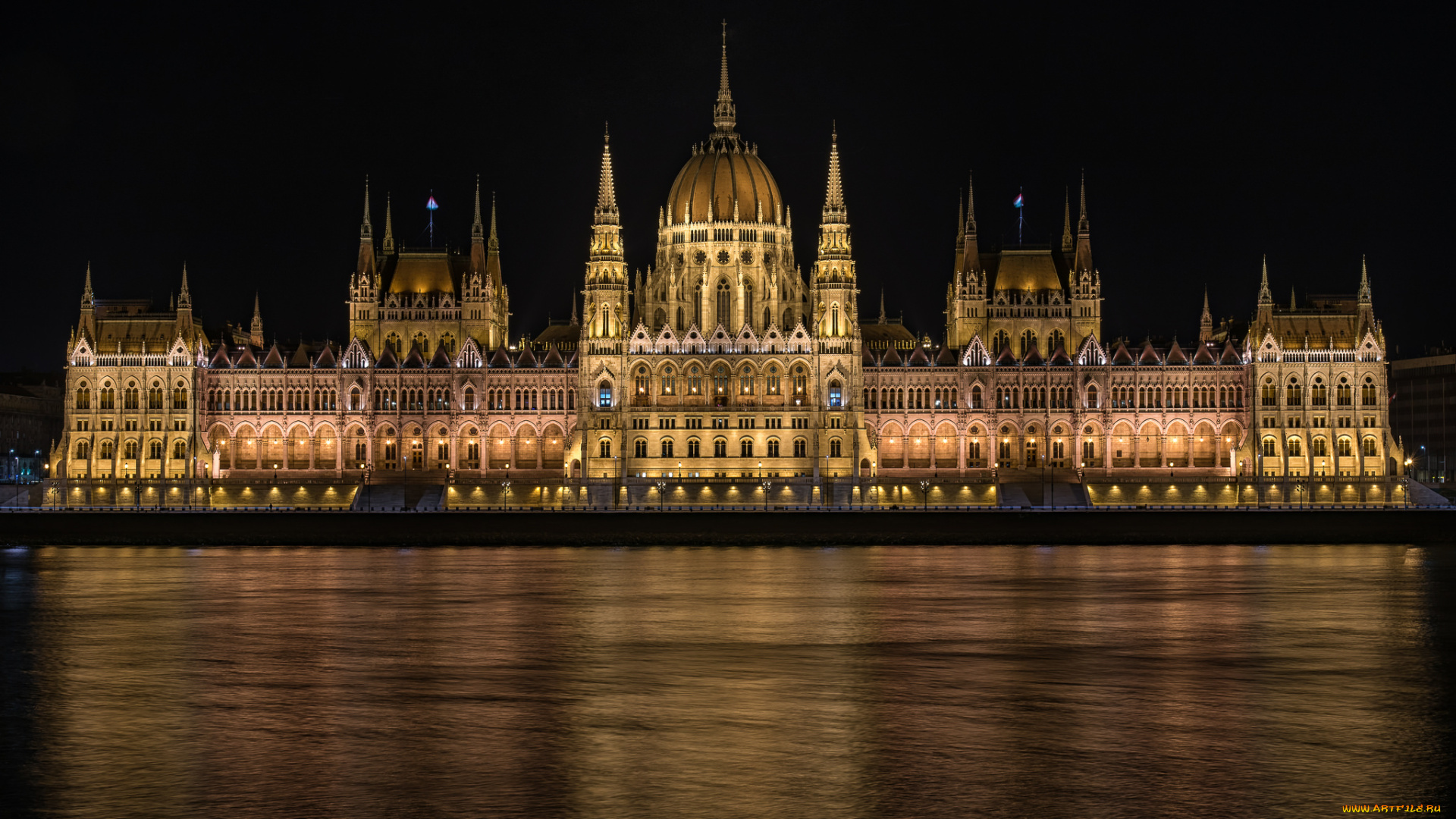 hungarian, parliament, города, будапешт, , венгрия, дворец, ночь, река