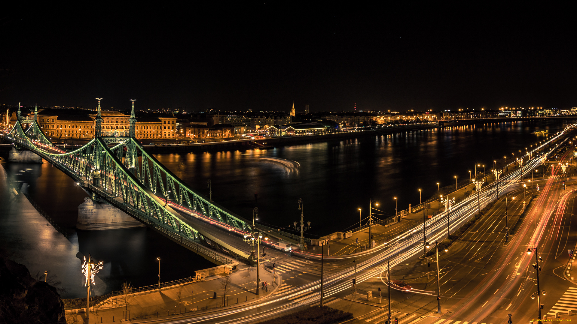 liberty, bridge, , budapest, города, будапешт, , венгрия, огни, ночь, мост