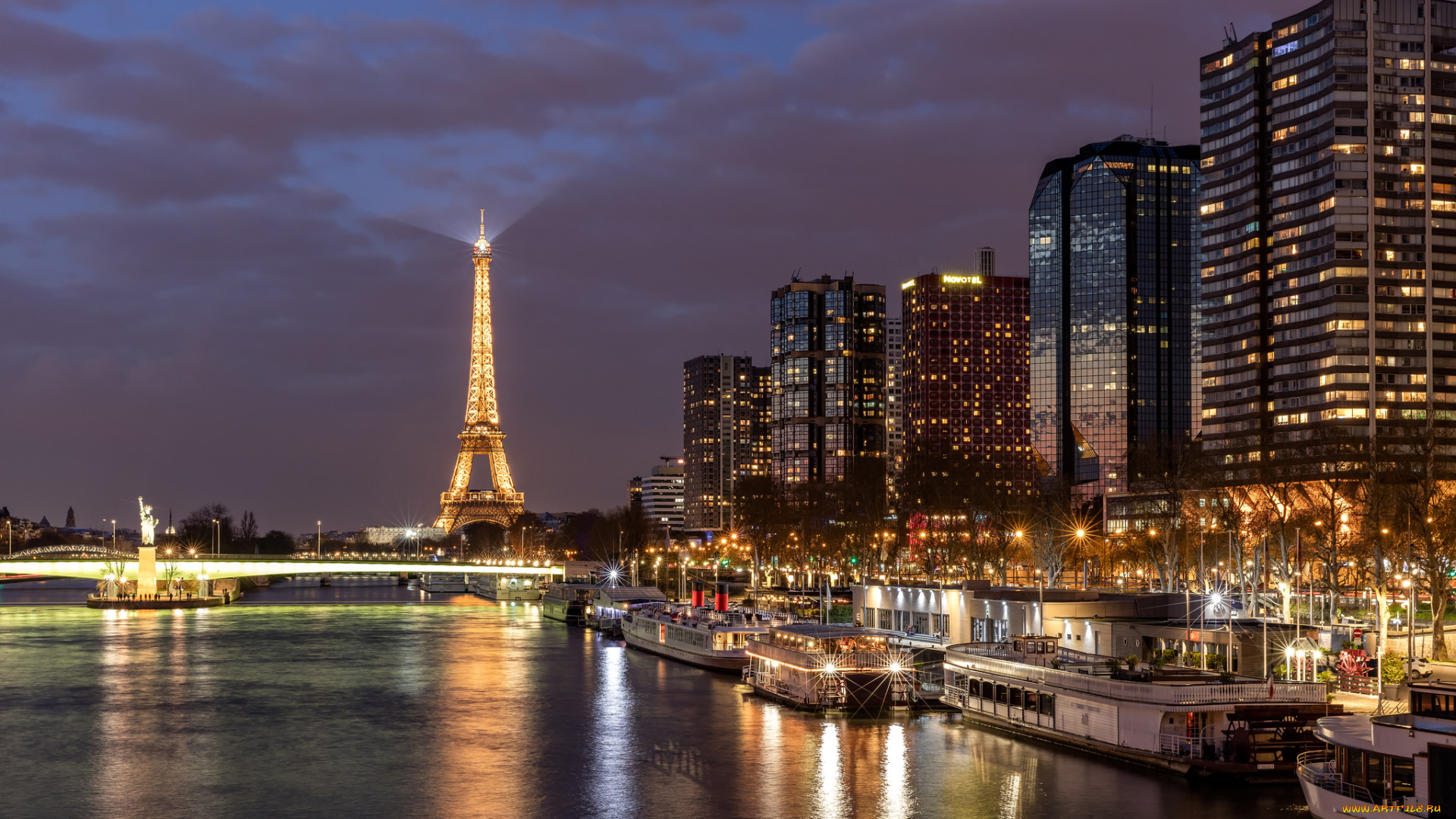 paris, города, париж, , франция, панорама, ночь