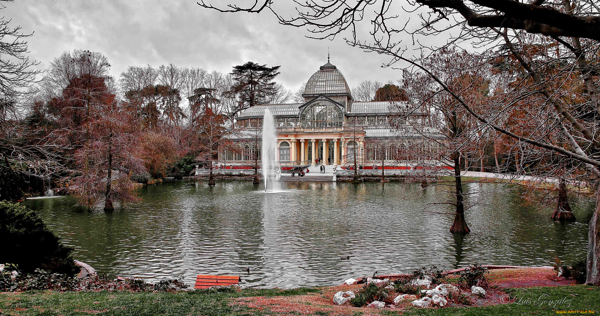 madrid, parque, del, retiro, города, мадрид, , испания, парк, фонтан, дворец