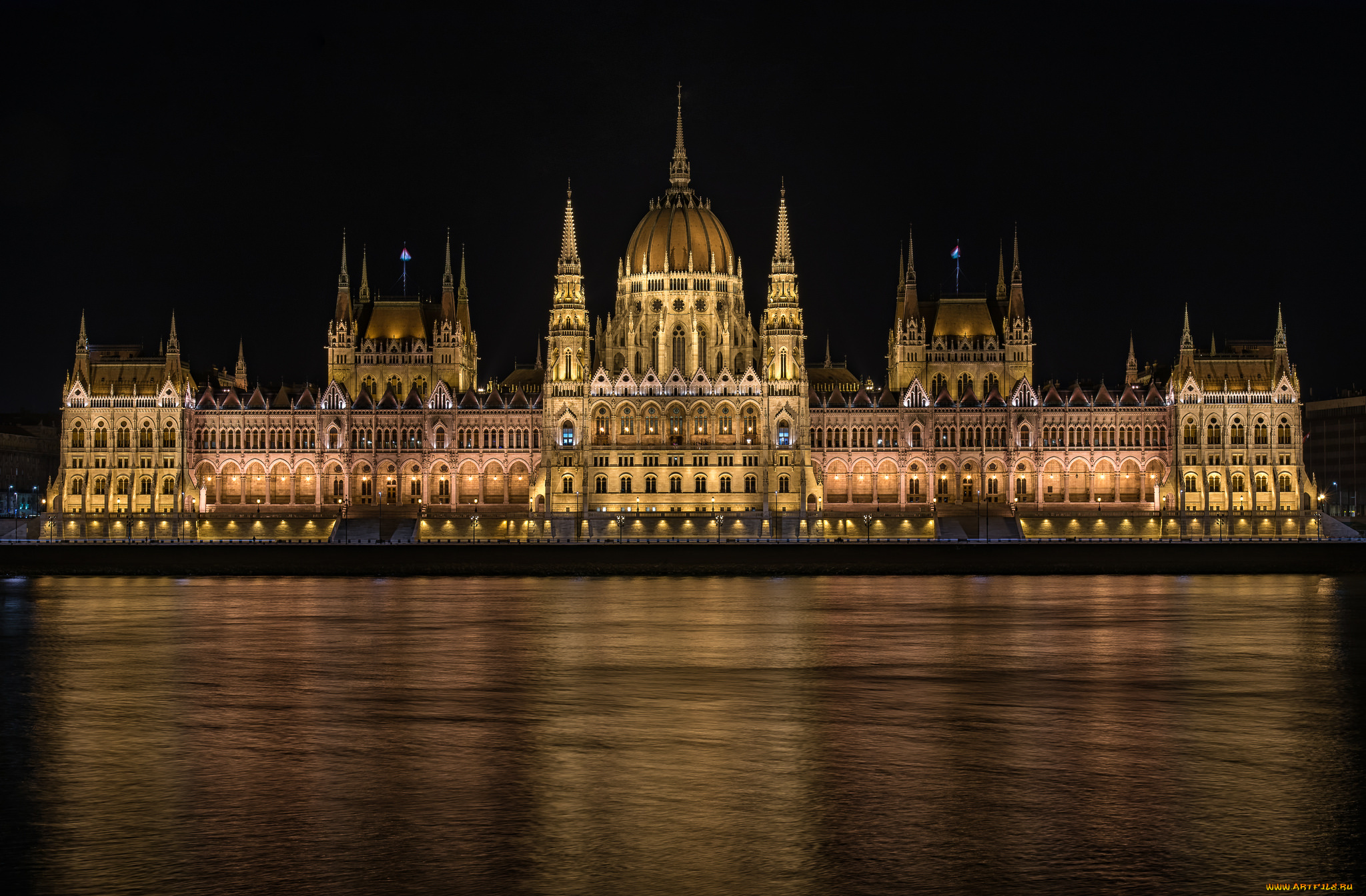 hungarian, parliament, города, будапешт, , венгрия, дворец, ночь, река