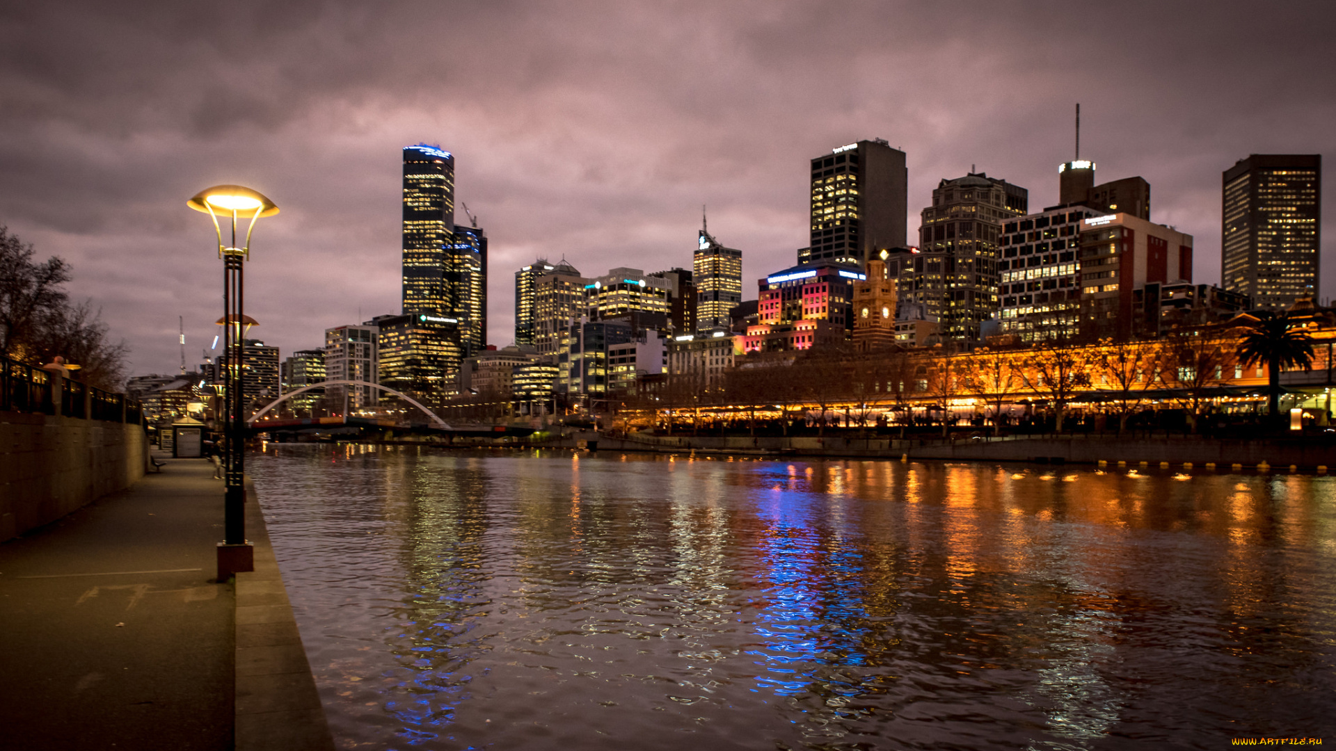 southbank, melbourne, города, мельбурн, , австралия, огни, ночь