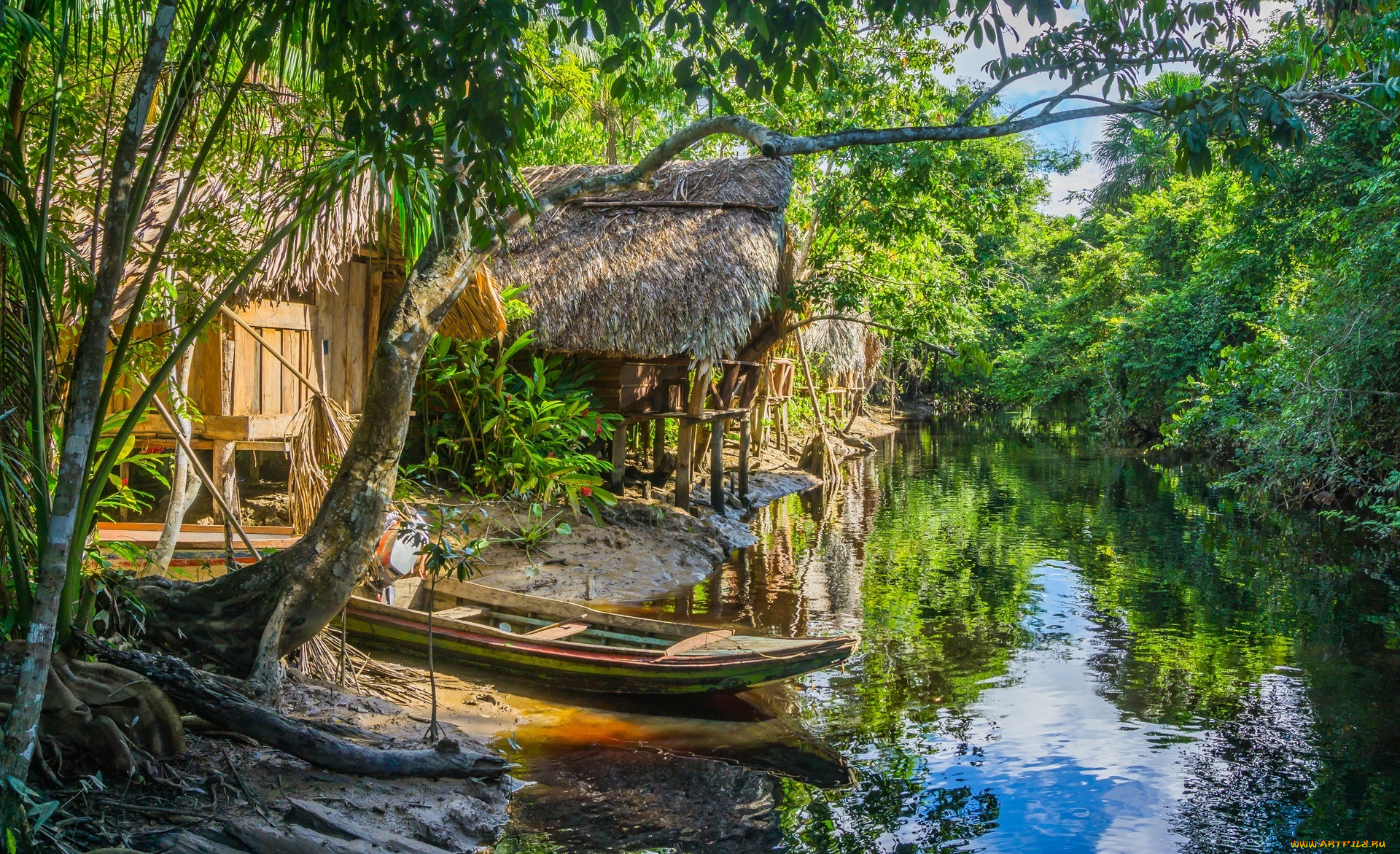 ориноко, , венесуэла, корабли, лодки, , шлюпки, лодка, река, хижина, дом, джунгли