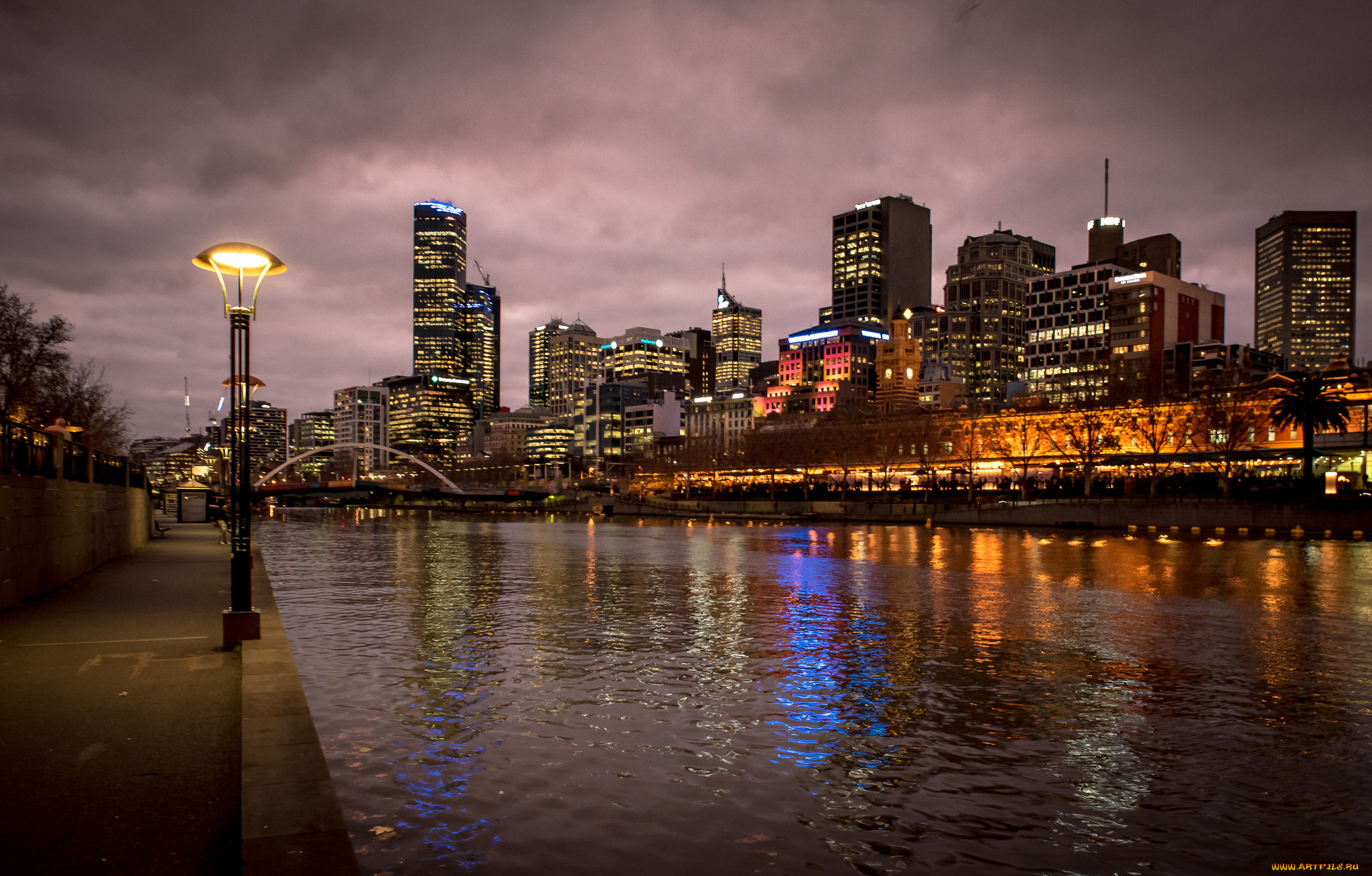 southbank, melbourne, города, мельбурн, , австралия, огни, ночь